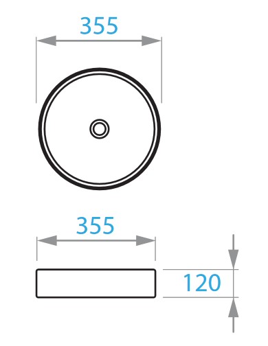 Round Arc умивальник на стільницю 355х355 мм, чорний матовий 3