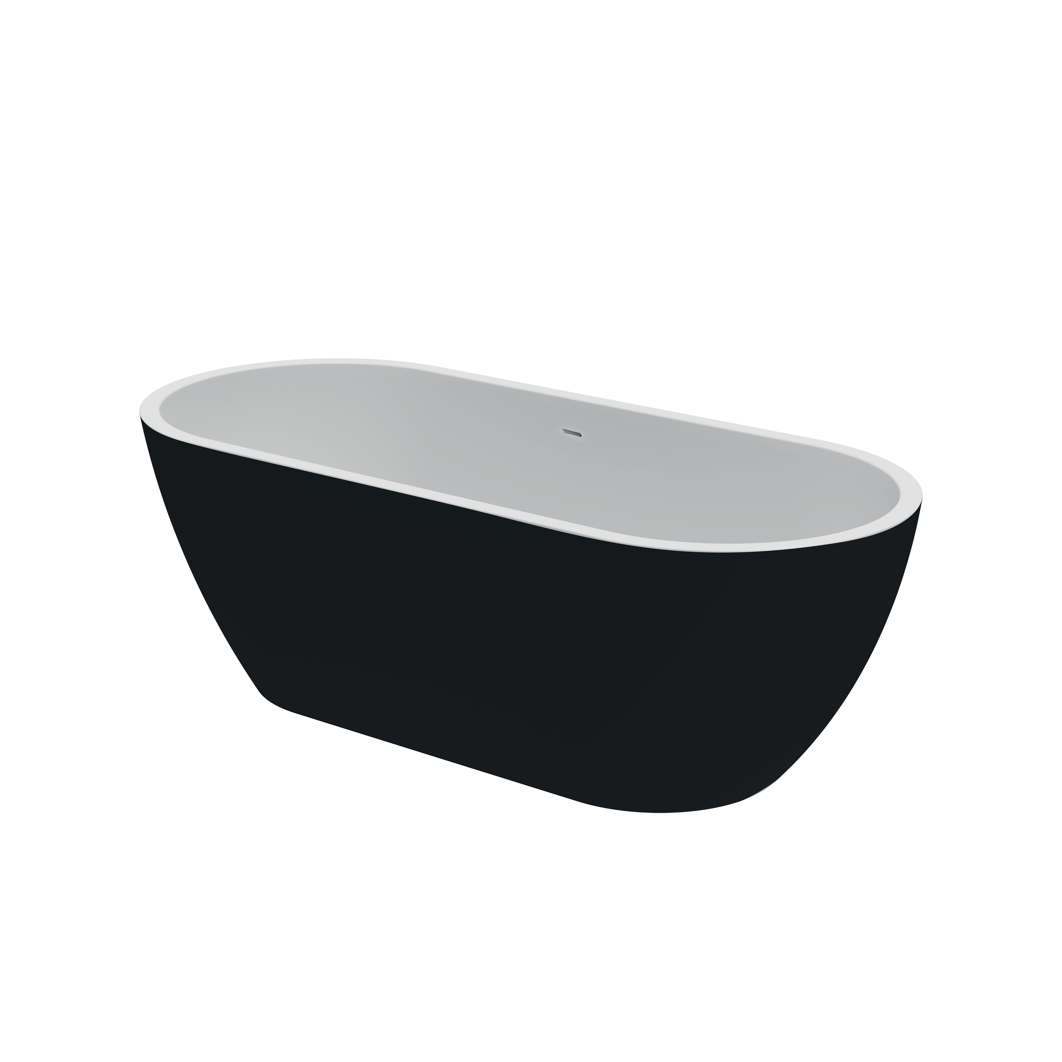 Ванна акрилова окремостояча суцільнолита AquaLuxe 1700x750 White/Matt Black з сифоном 1