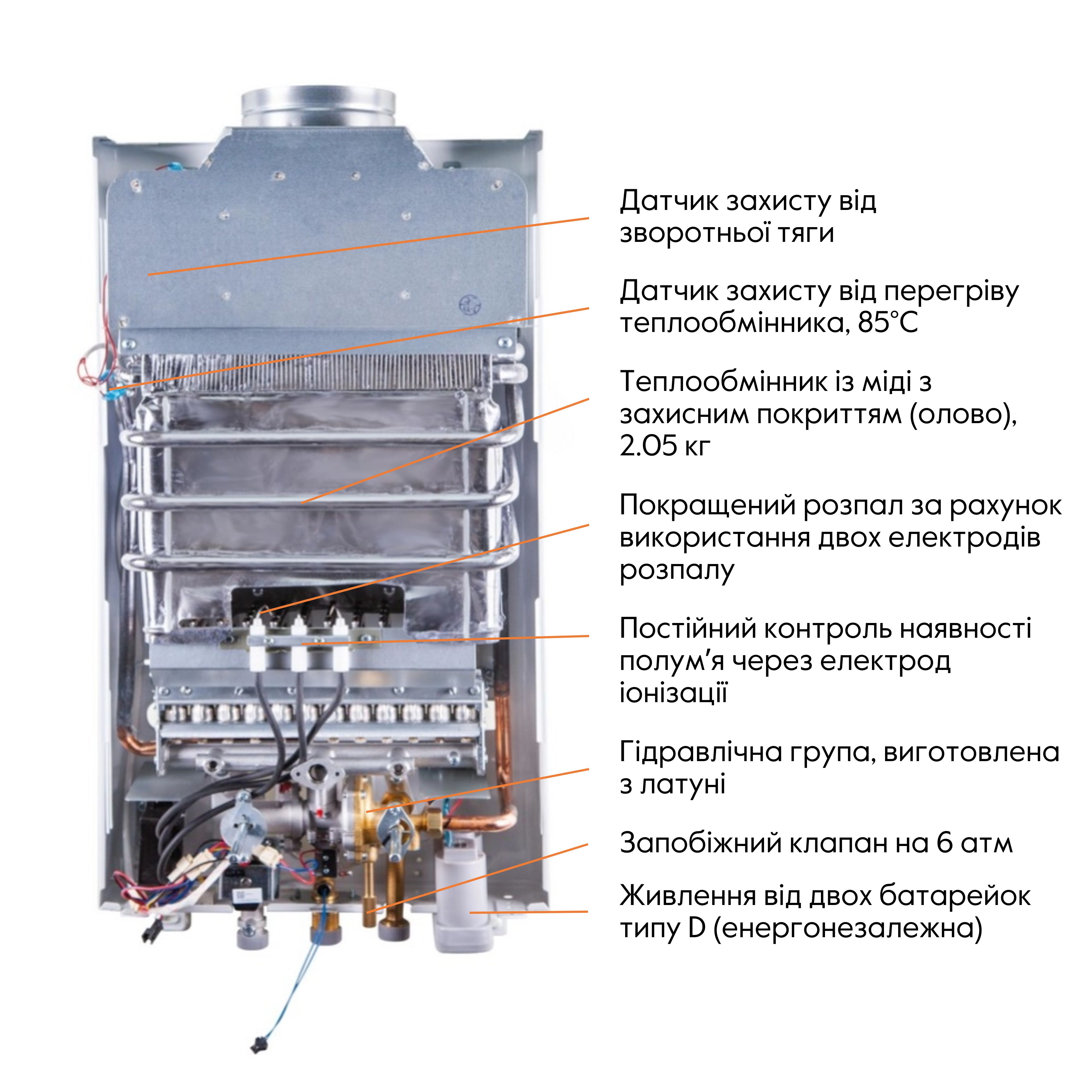 Колонка газова димохідна Thermo Alliance JSD20-10GC 10 л панель скляна з малюнком гори 7