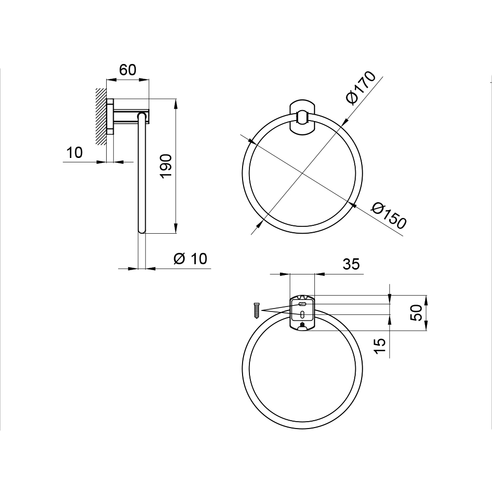 Тримач для рушника Qtap Liberty D 160 мм QTLIBANT1160 Antic Bronze 1