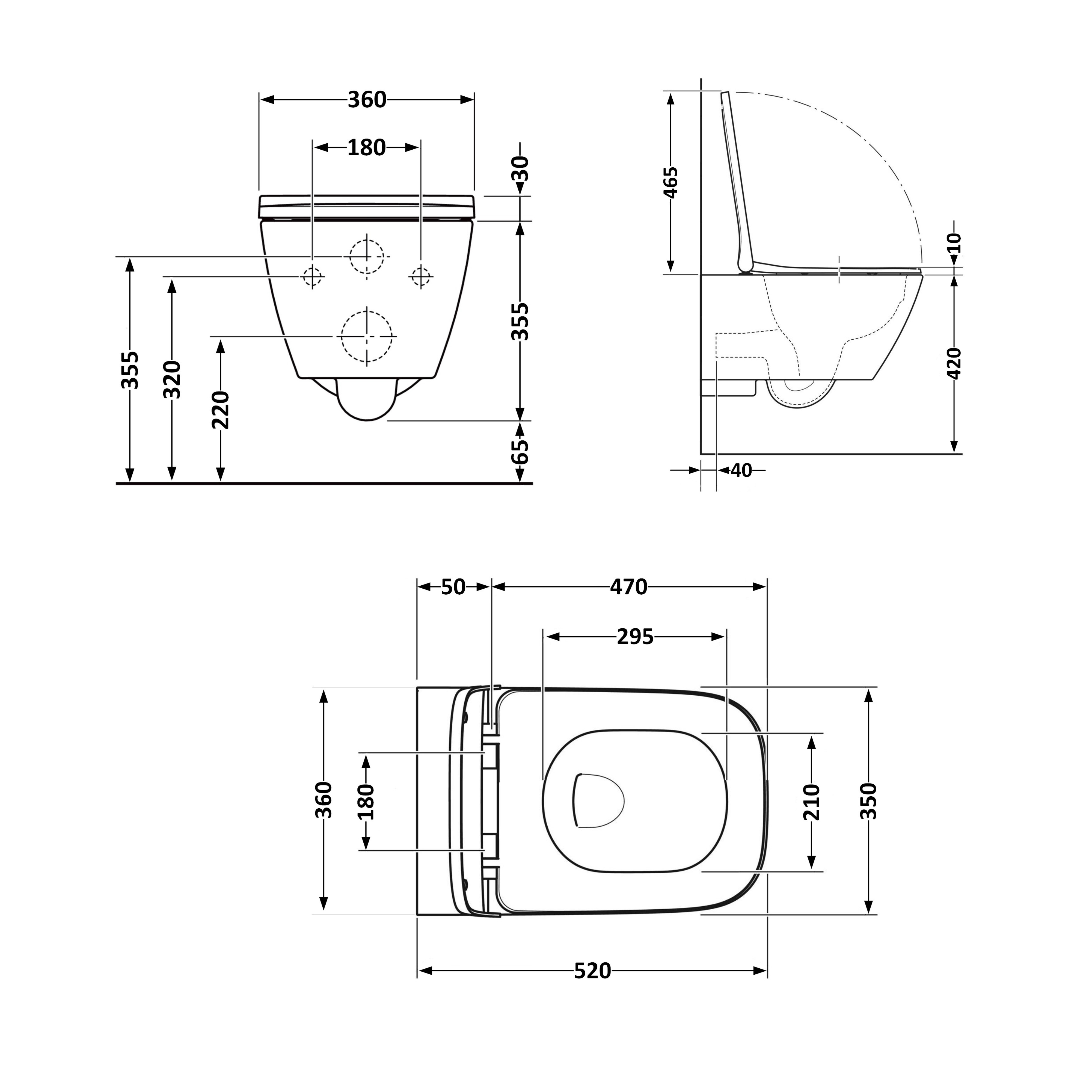 Унітаз підвісний Qtap Crow безобідковий з сідінням Soft-close QT05335170W 1