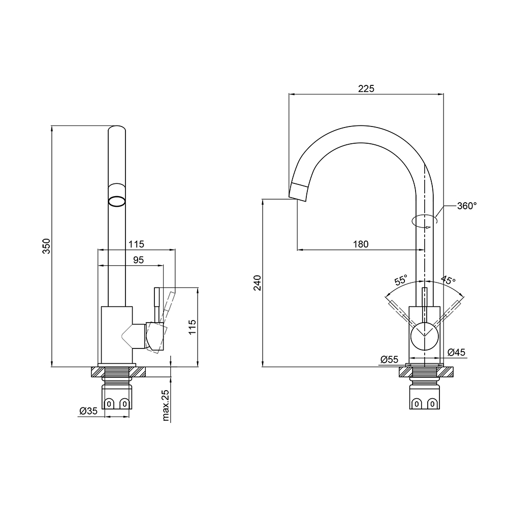 Змішувач для кухні Brinex 20N 007F 1