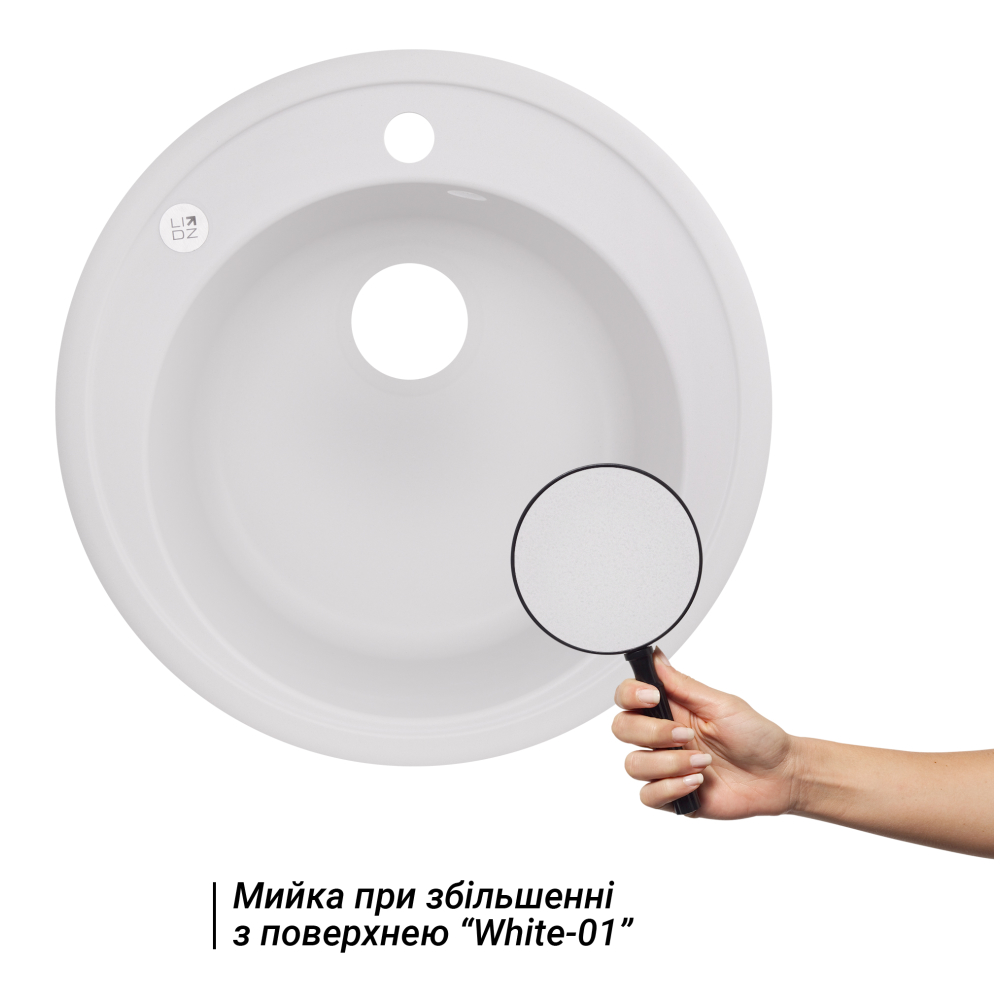 Кухонна мийка Lidz D510/200 WHI-01 (LIDZWHI01D510200) 2