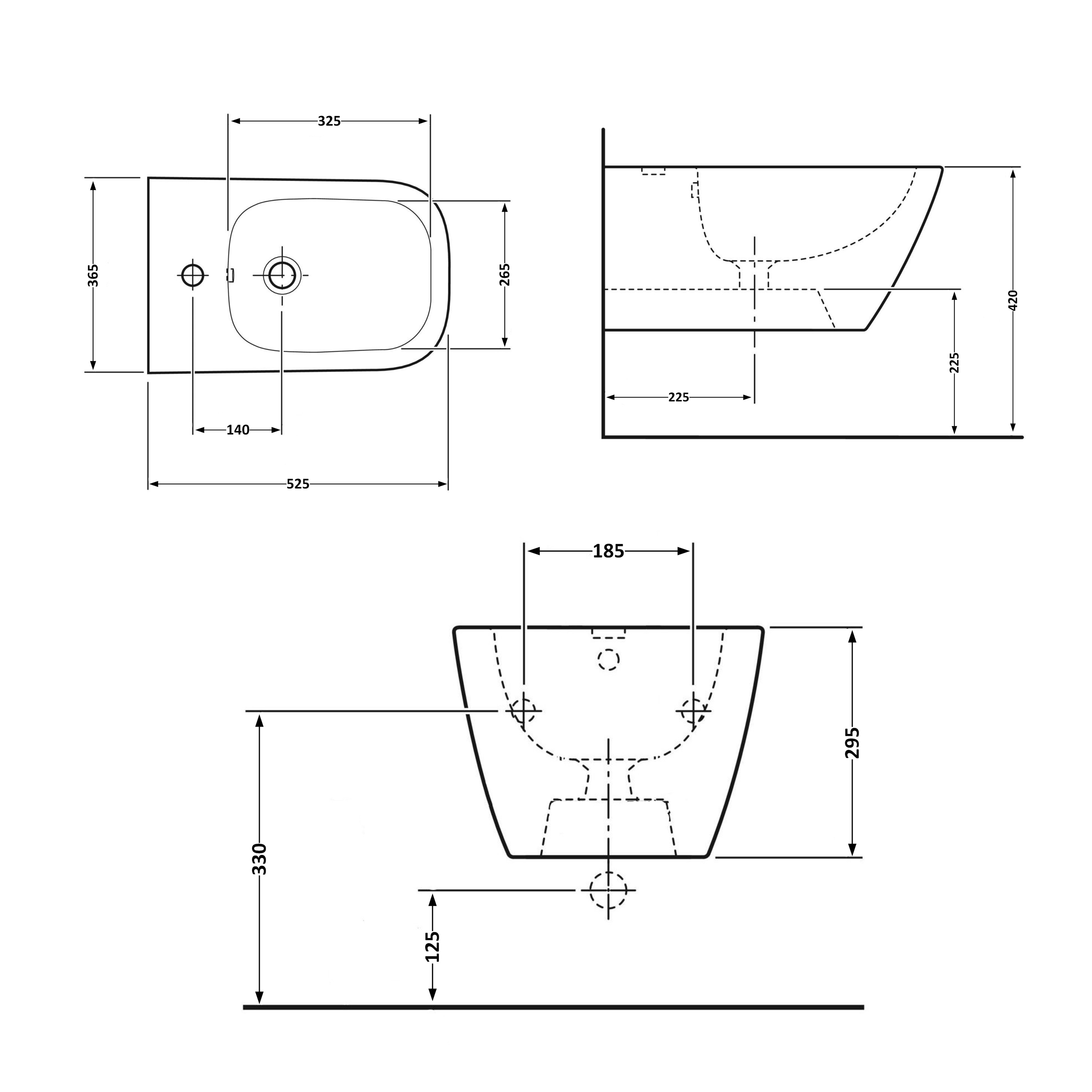 Біде підвісне Qtap Crow 520х360х290 White QT05555370W 1