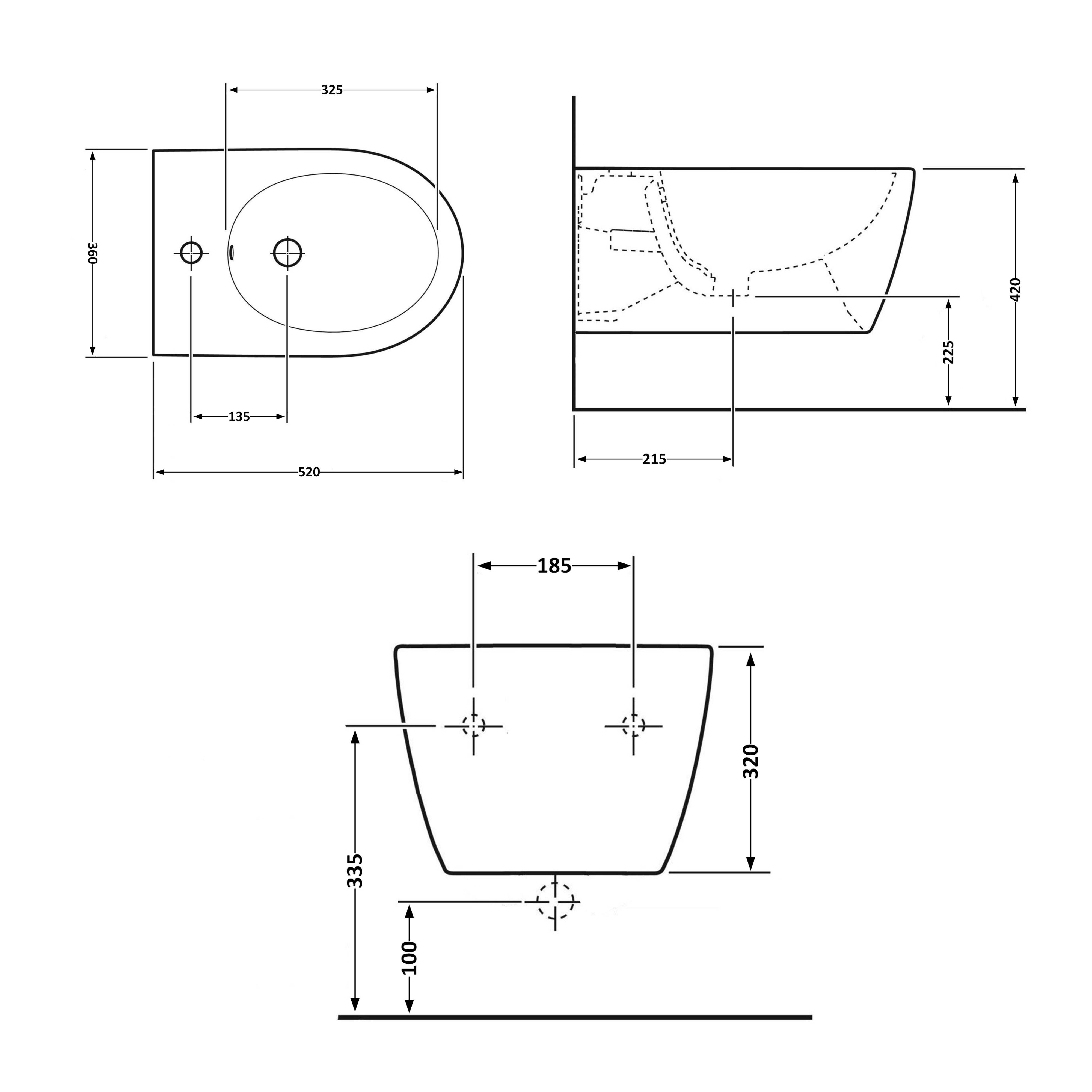 Біде підвісне Qtap Jay 520х360х320 White QT07555376W 1