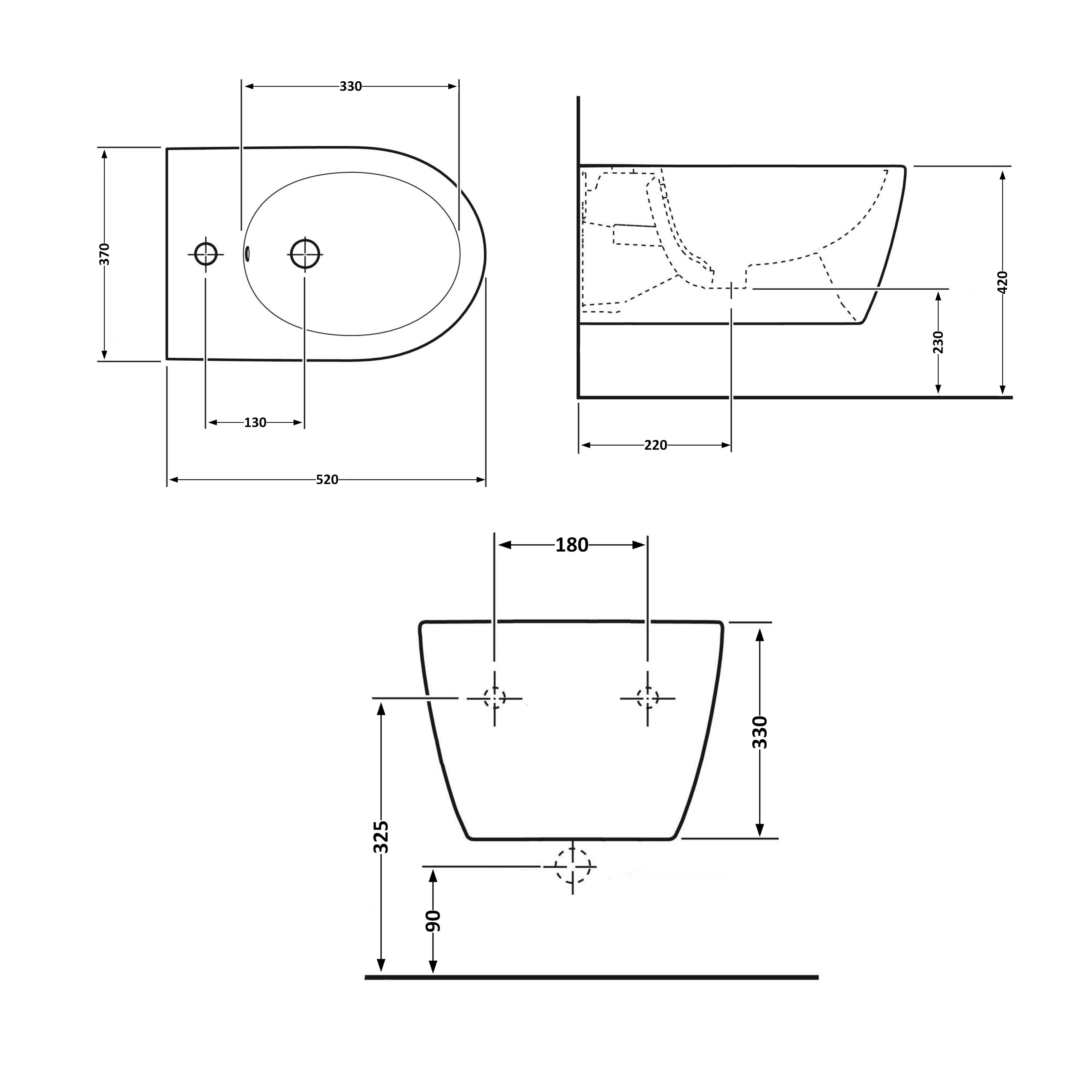 Біде підвісне Qtap Swan 520х360х320 White QT16555378W 1