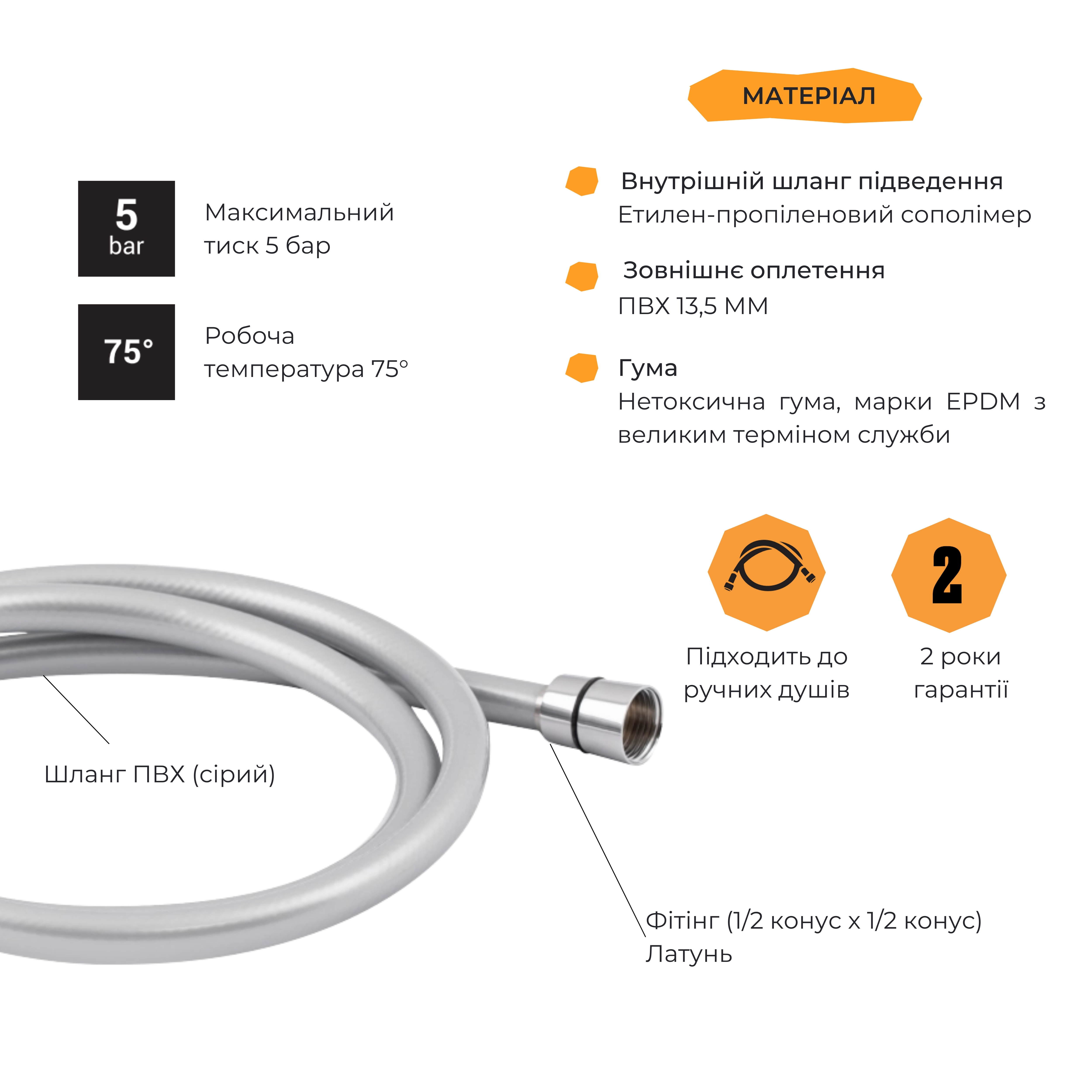 Шланг Lidz Niagara 09 1,5 м LDNIA09CRM35458 Chrome 2