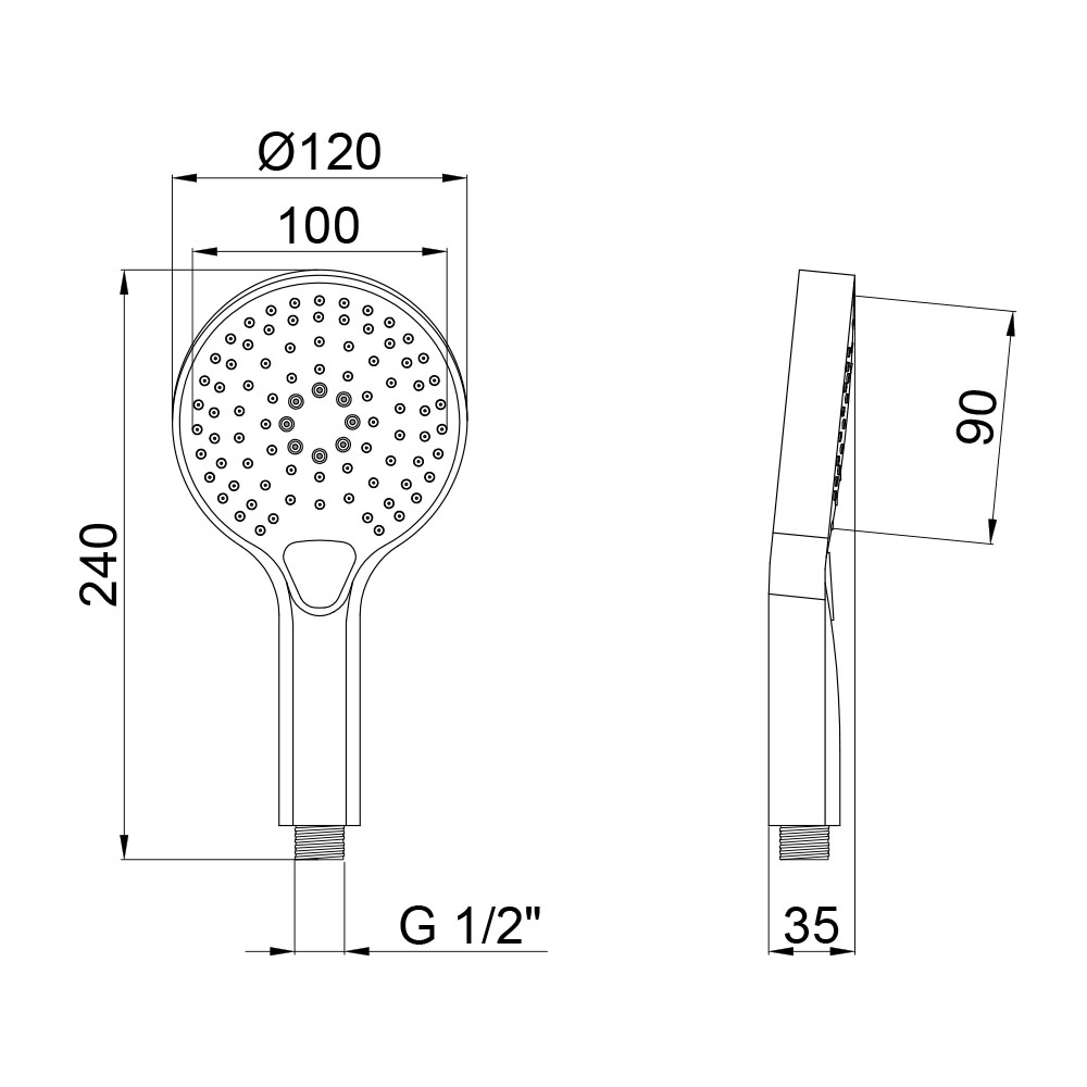 Лійка для ручного душу Qtap Rucni 120 мм округла QTRUCA120O3KBB Black Matt 1