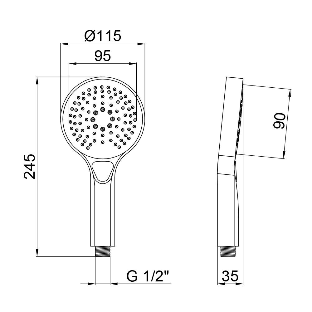 Лійка для ручного душу Qtap Rucni 120 мм округла QTRUCA115O3KCW Chrome 1