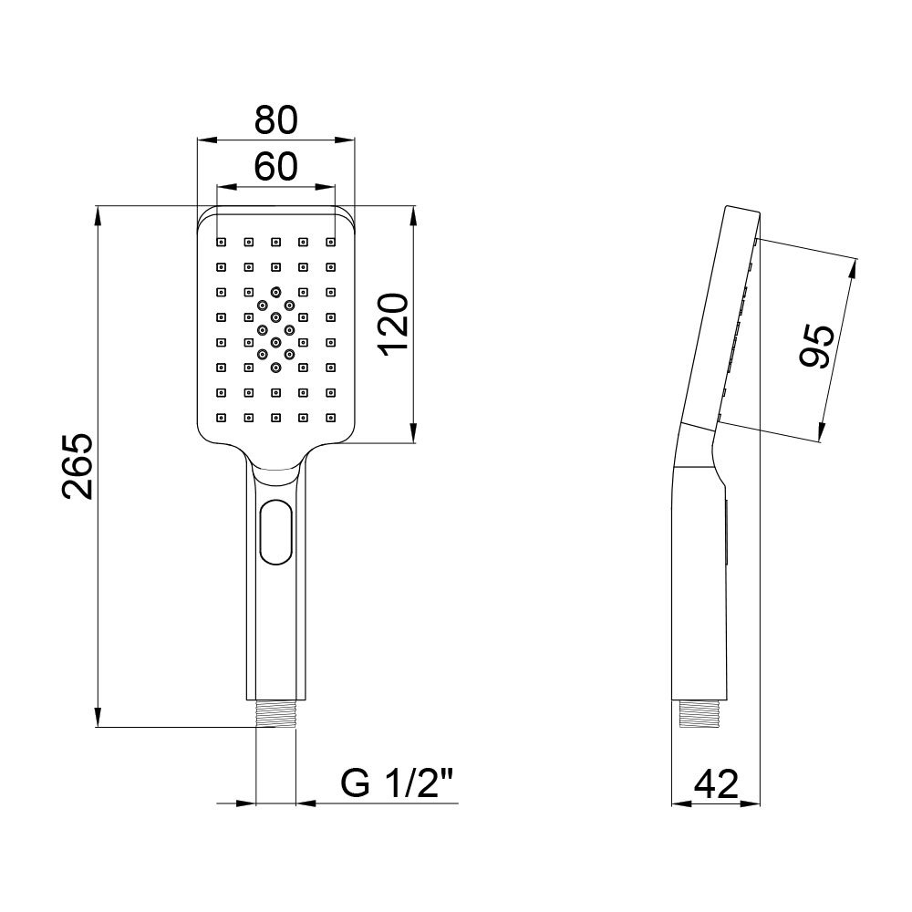 Лійка для ручного душу Qtap Rucni 120х80 мм прямокутна QTRUCA121N3KCC Chrome 1