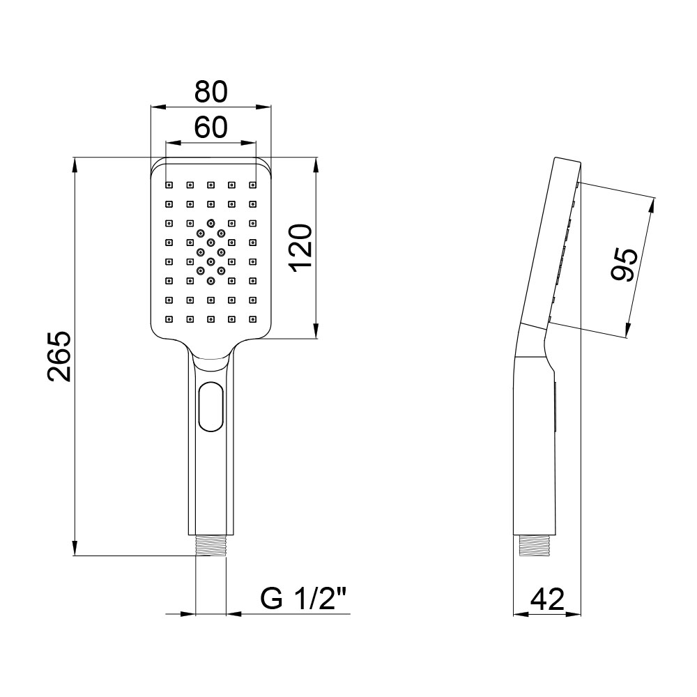 Лійка для ручного душу Qtap Rucni 120х80 мм прямокутна QTRUCA121N3KBB Black Matt 1