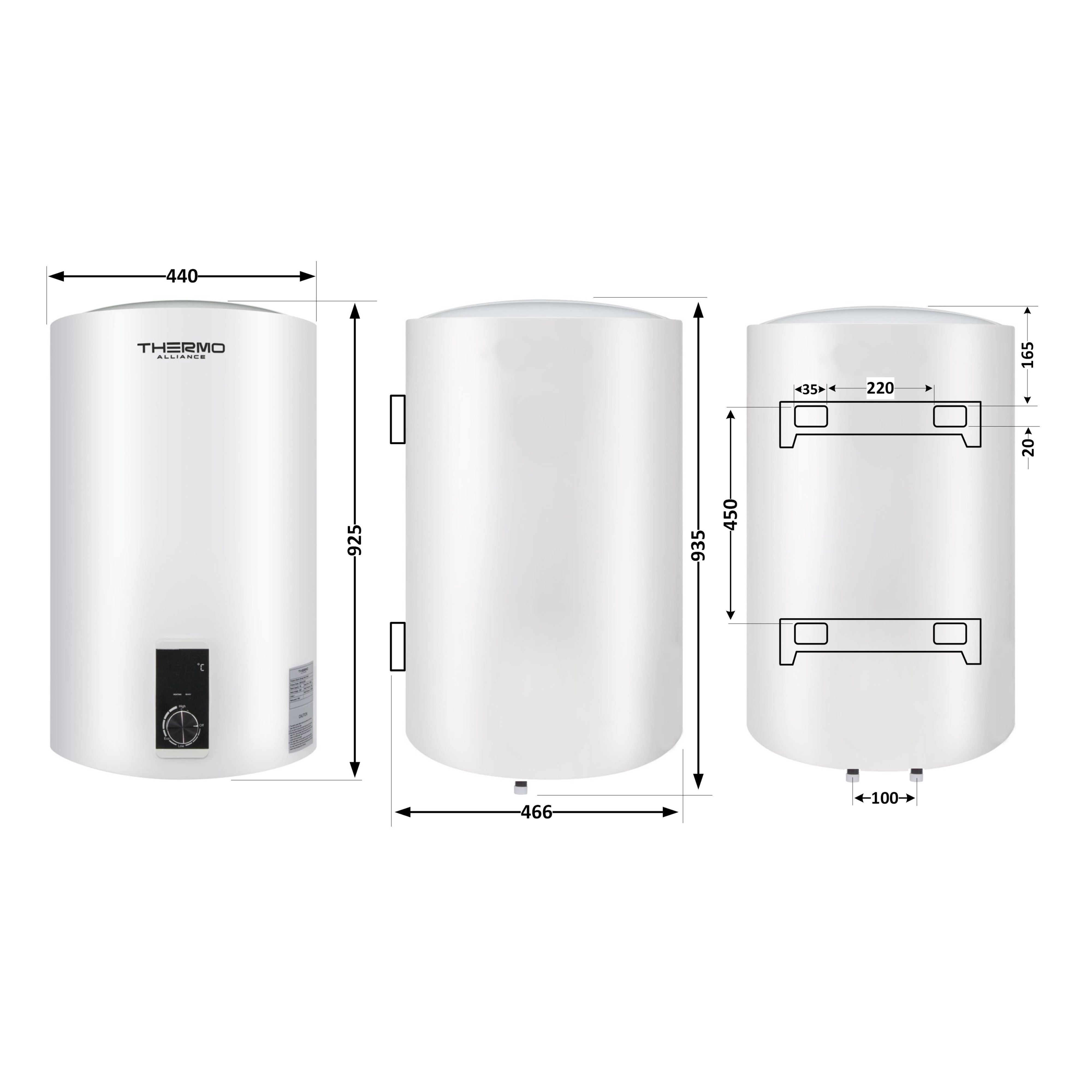 Водонагрівач електричний Thermo Alliance 100 л вертикальний, сухий ТЕН 2,0 кВт D100V20J3(D)K 1