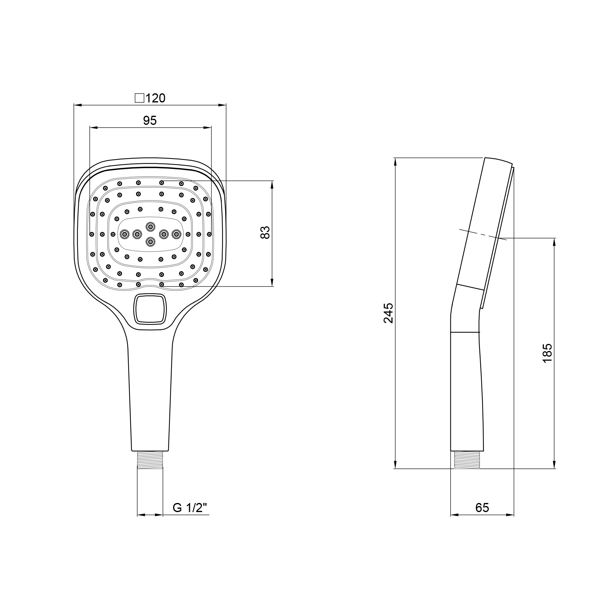 Лійка для ручного душу Qtap Rucni 120х120 мм прямокутна QTHLA120N3KCW Chrome/White 1