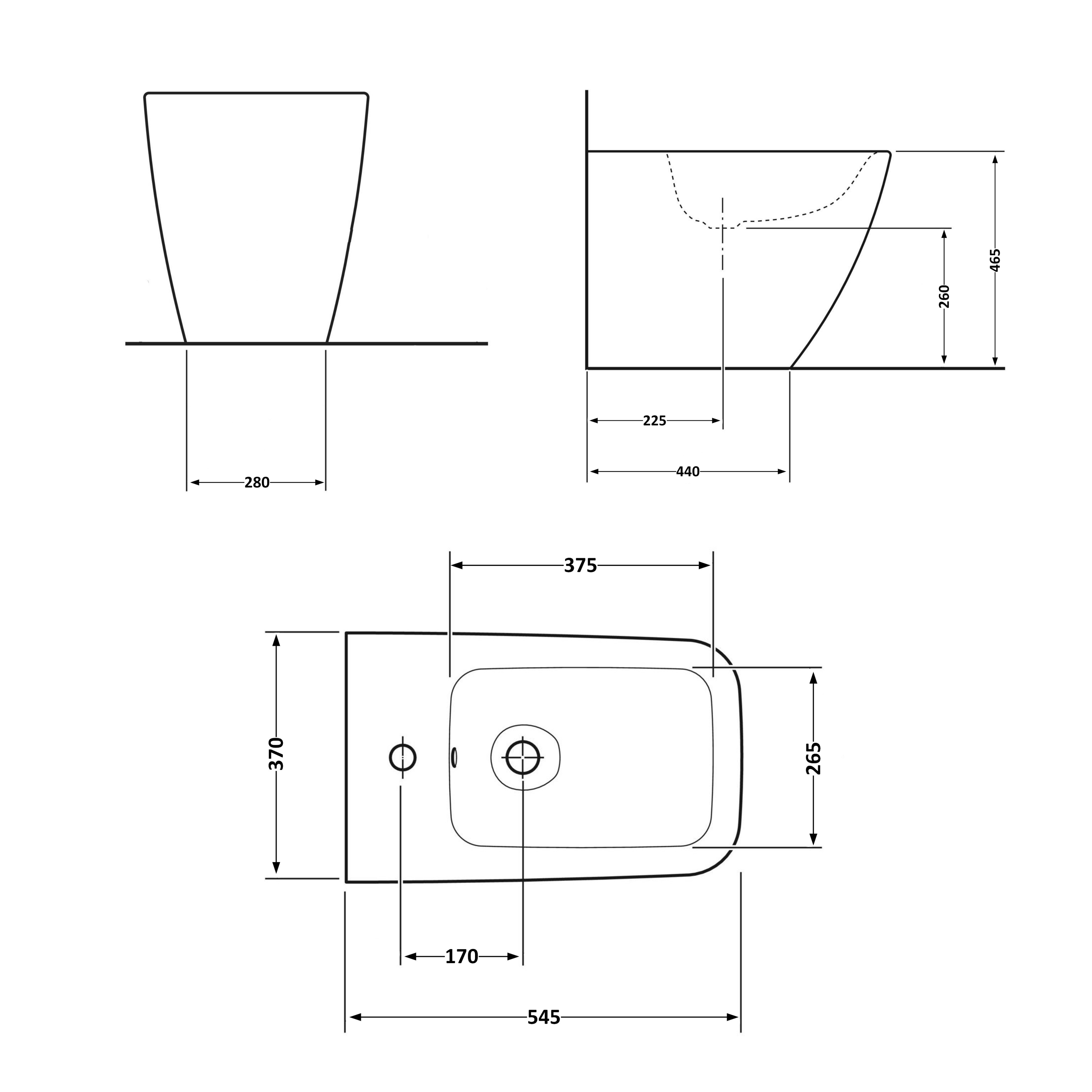 Біде підлогове Qtap Crow 545х360х410 White QT05443370W 1