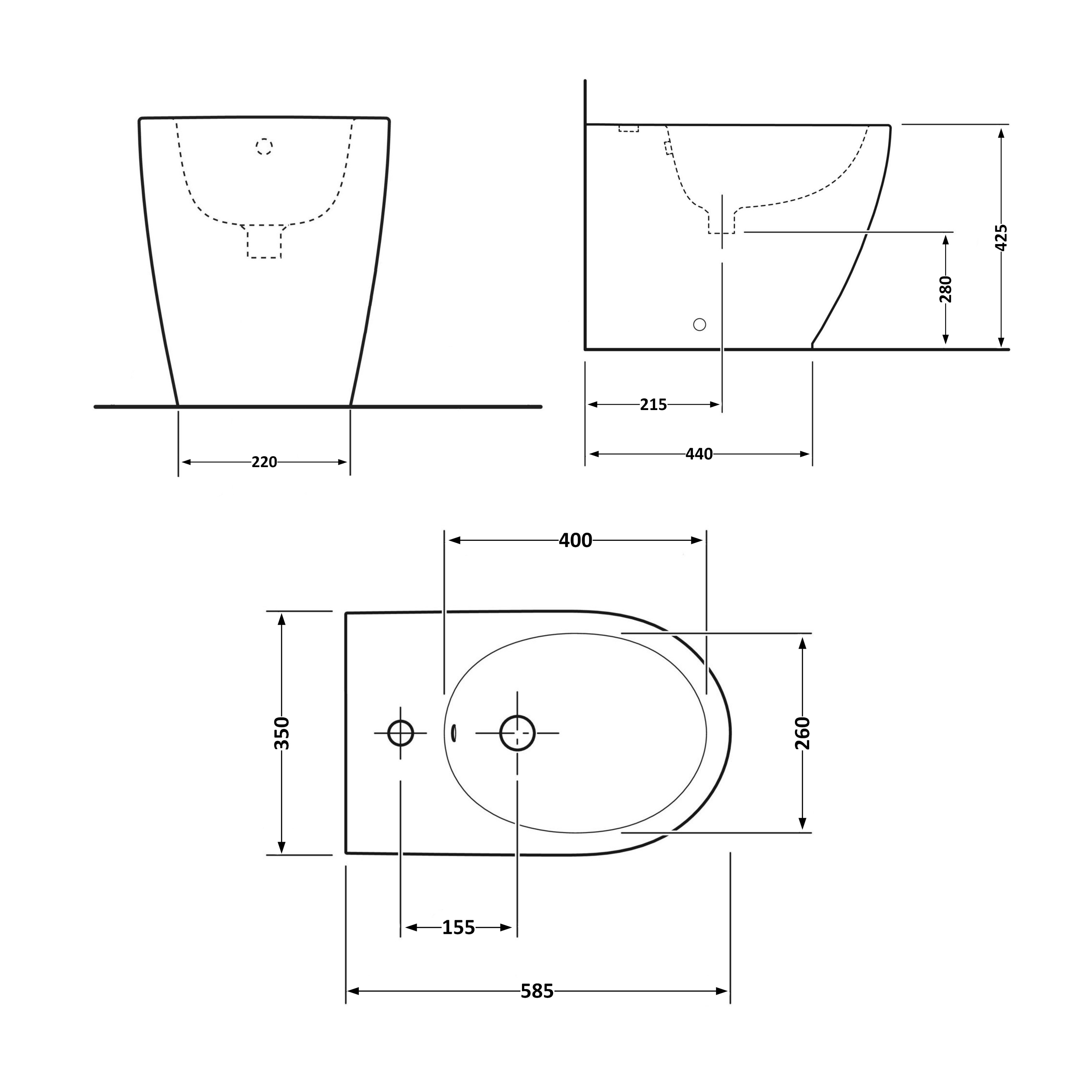 Біде підлогове Qtap Scorpio 530x360x395 Matt black QT14441003CMB 1