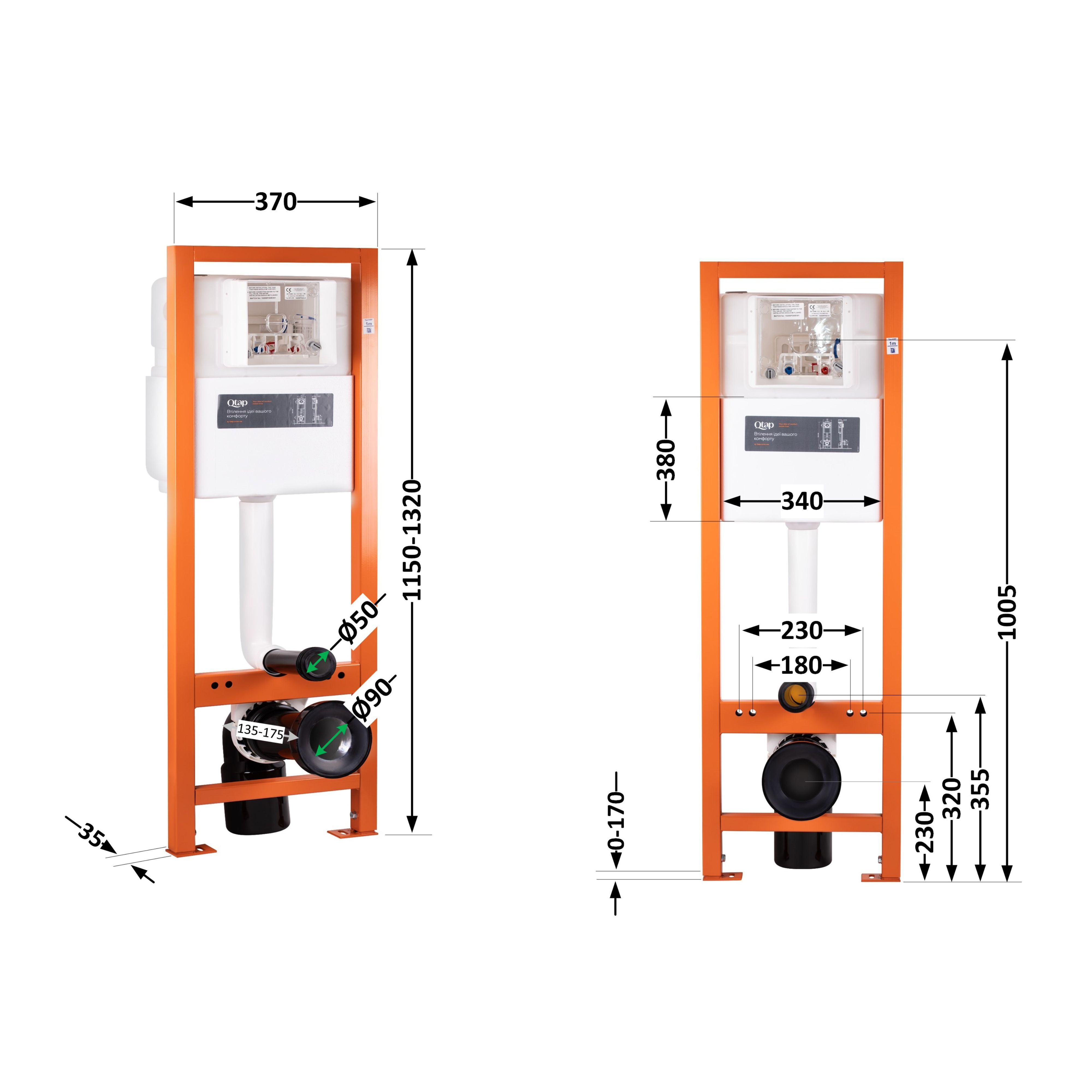 Інсталяція для унітаза Qtap Nest Uni QT0233M370 1