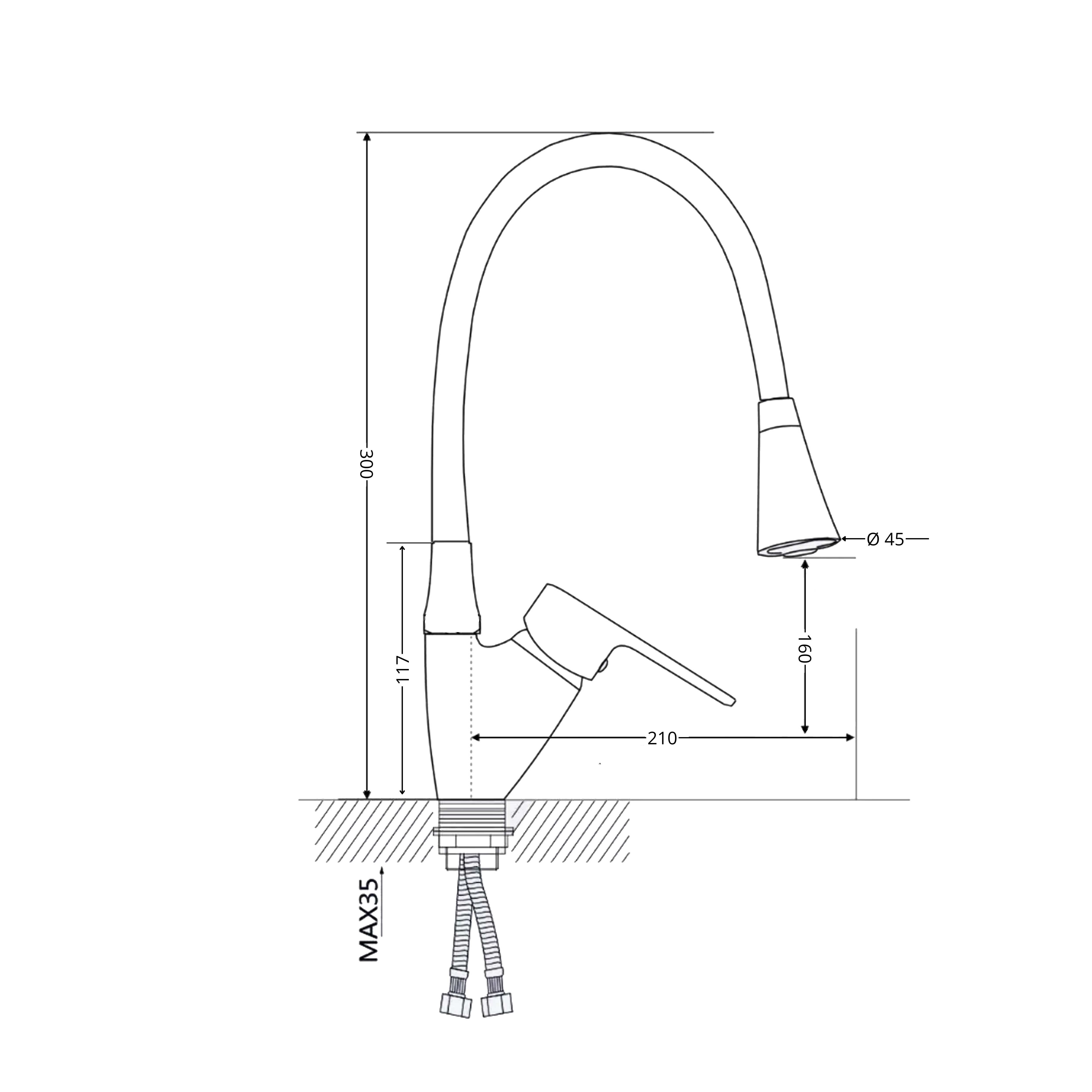 Змішувач для кухні Lidz Tani 008F3 з гнучким виливом (k40) LDTAN008F3WCR37037 White / Chrome 1