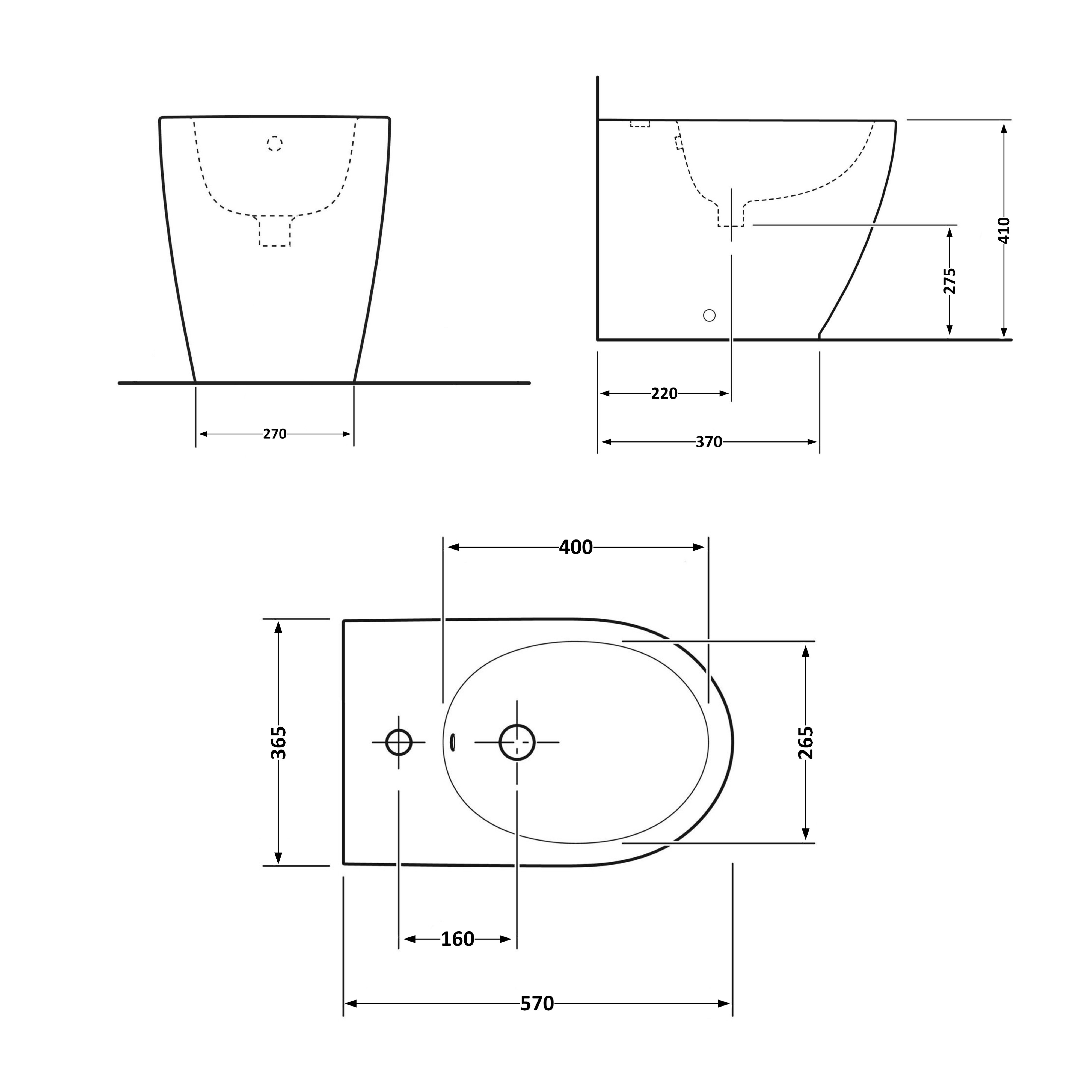 Біде підлогове Qtap Robin 565x360x405 Matt black QT13442141CMB 1