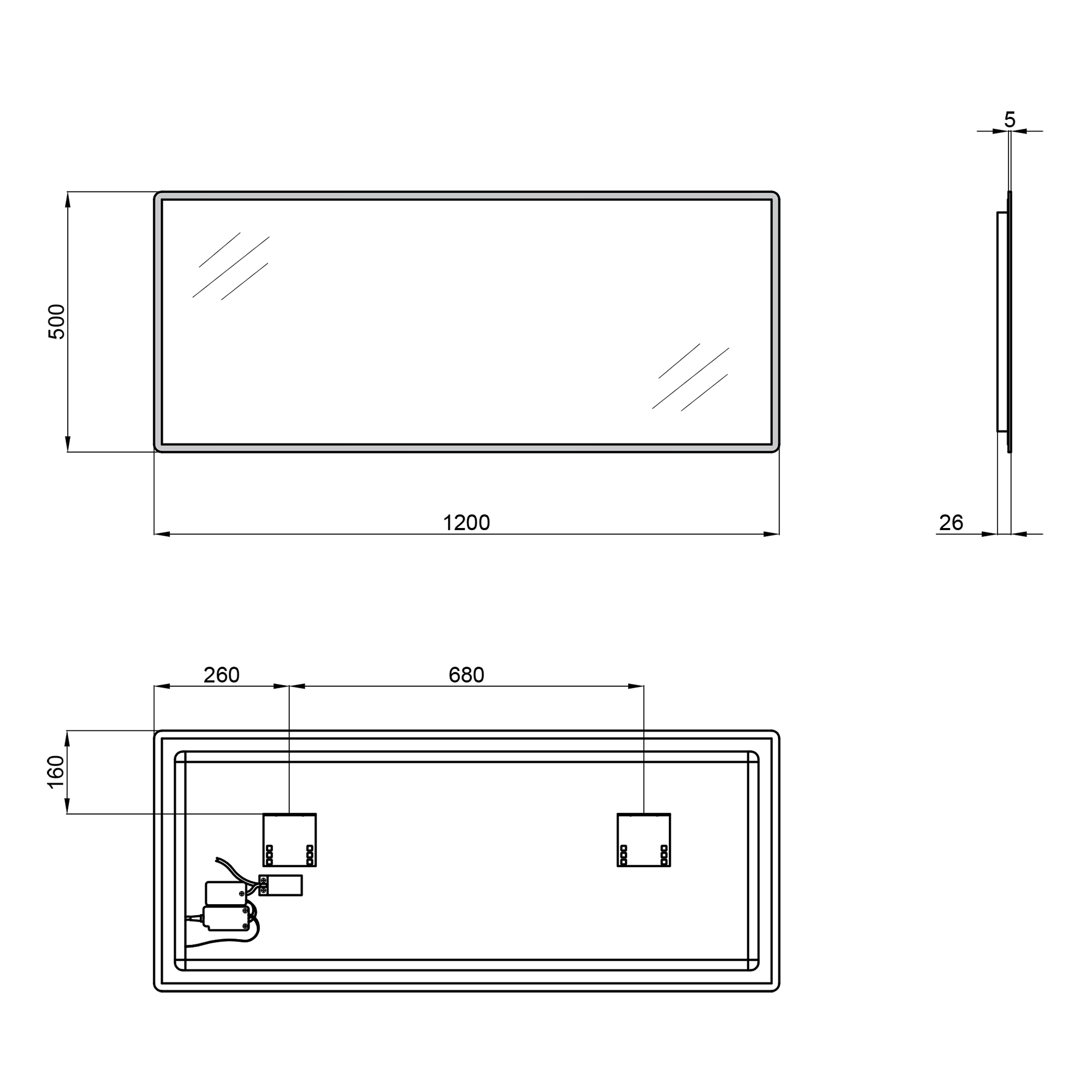 Дзеркало Qtap Tern 1200x500 з LED-підсвічуванням Sensor, QT1778140450120W 1