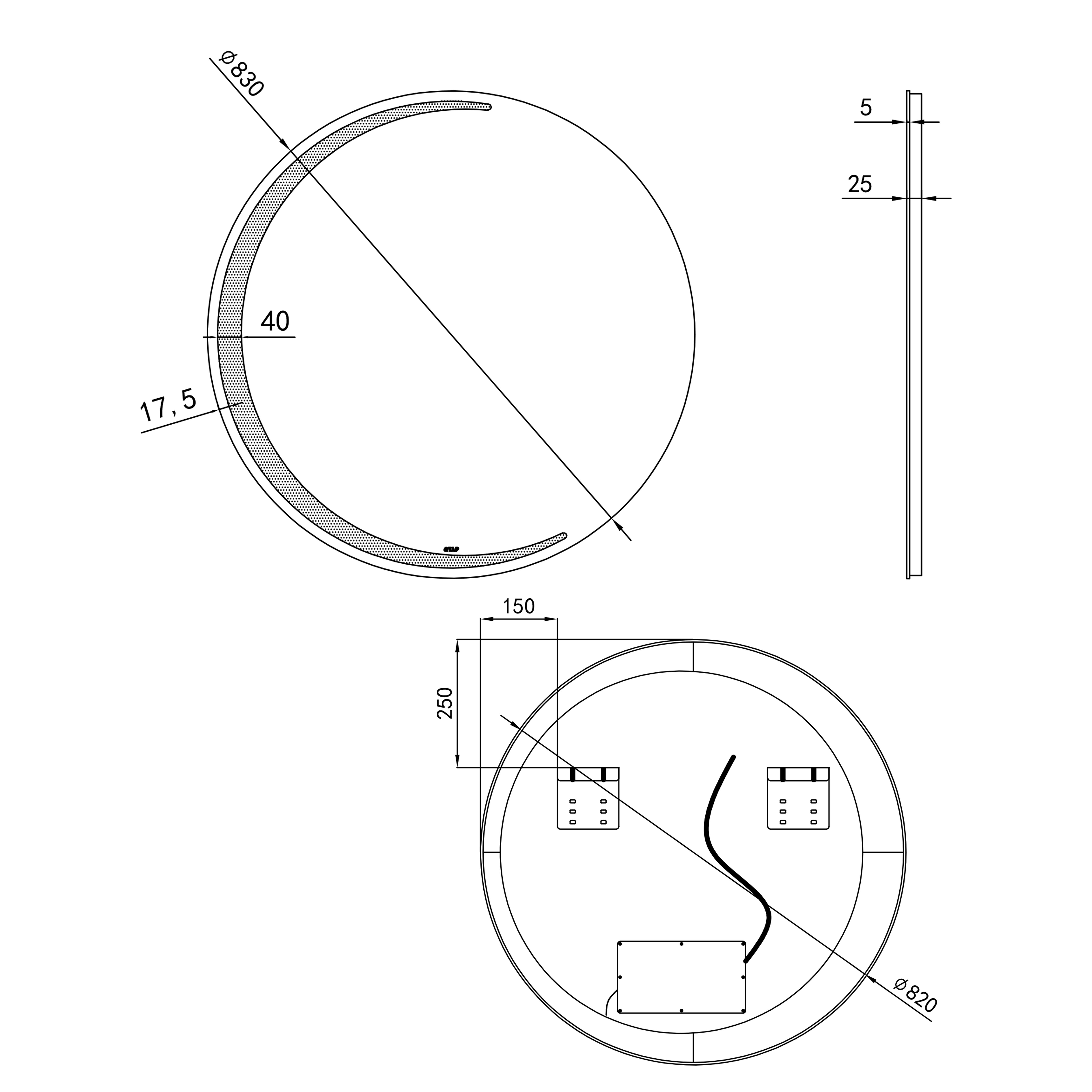 Дзеркало Qtap Robin R830 з LED-підсвічуванням, QT13782601W 1