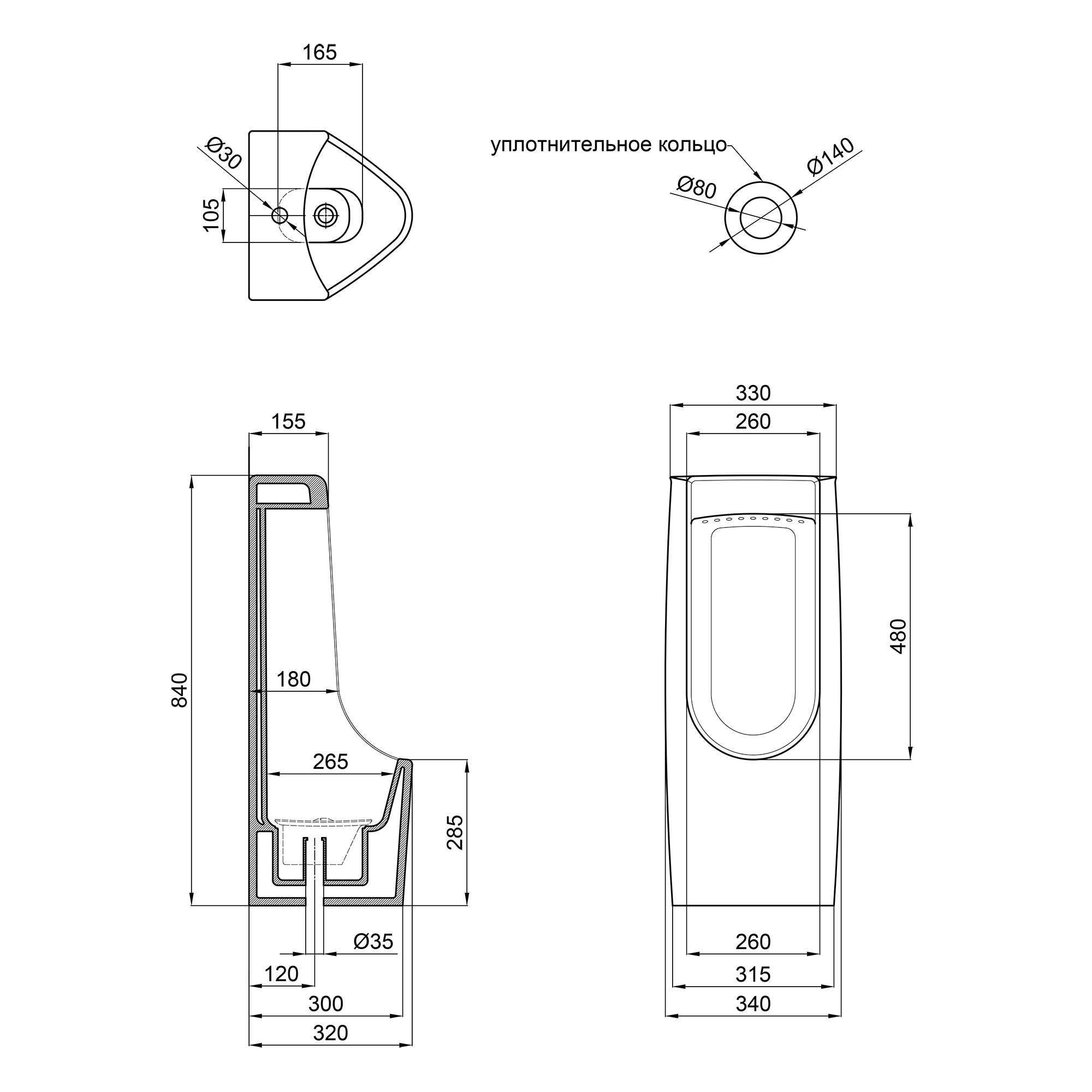 Пісуар підлоговий Qtap Crow 390х360х870 White QT0588HDU005W 1