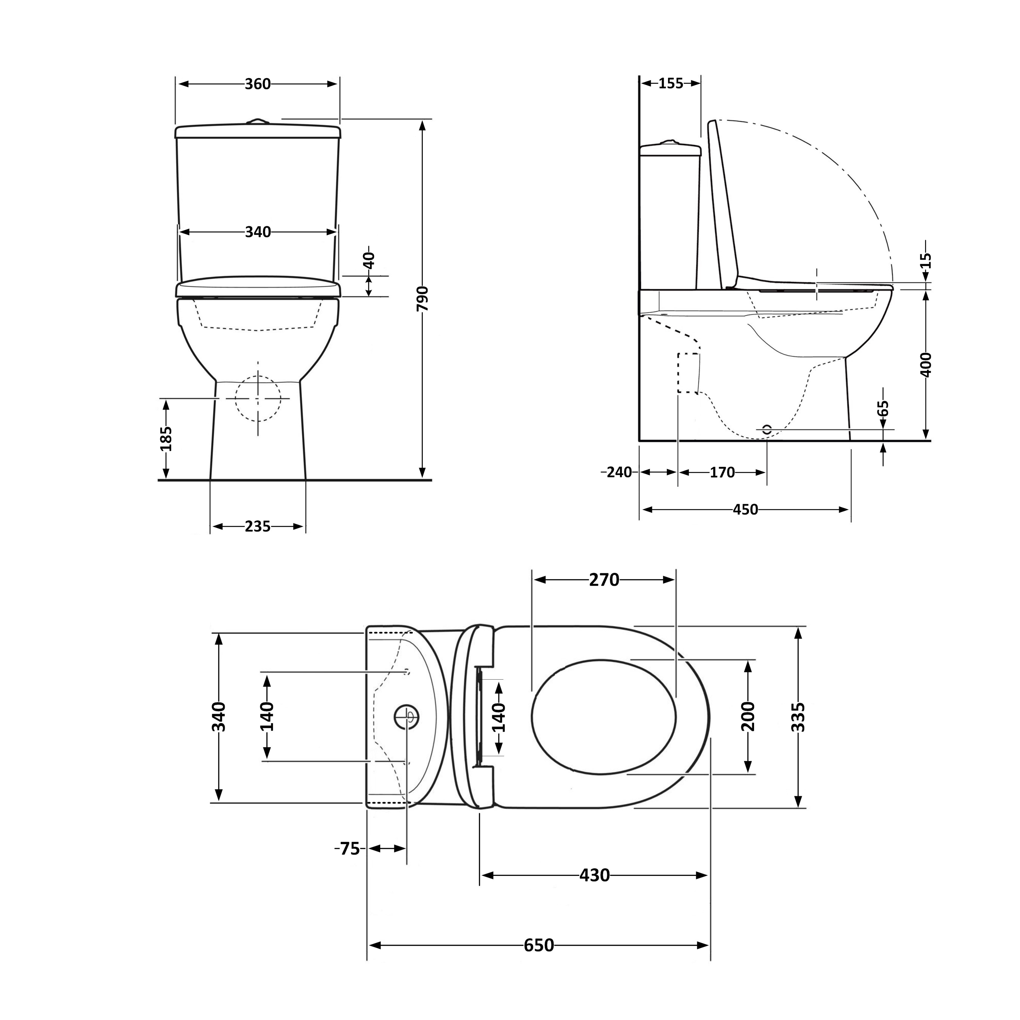 Унітаз-компакт Qtap Presto безобідковий з сідінням Soft-close QT24221217AW 1