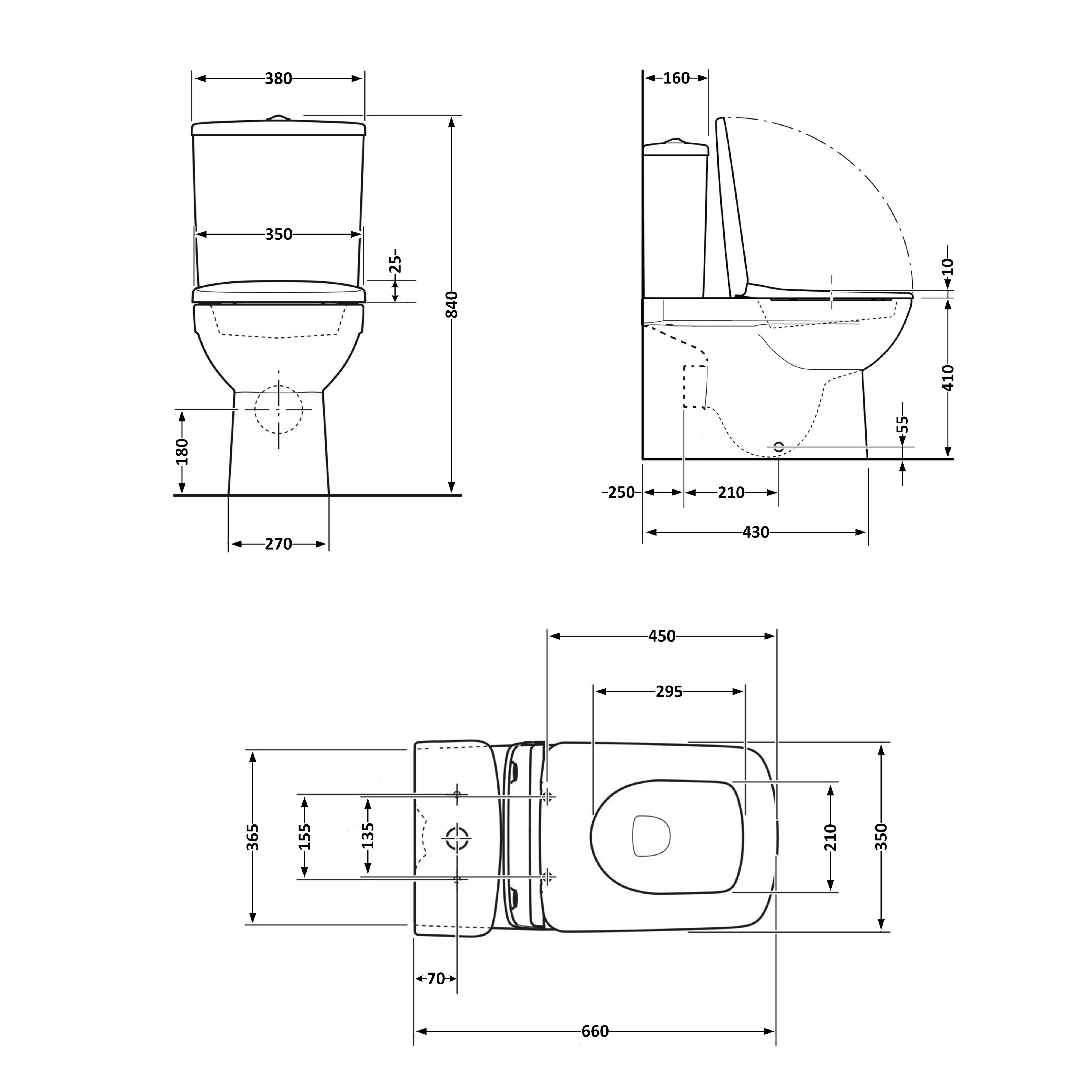 Унітаз-компакт Qtap Kalao безобідковий з сідінням Soft-close QT08221213AW 1