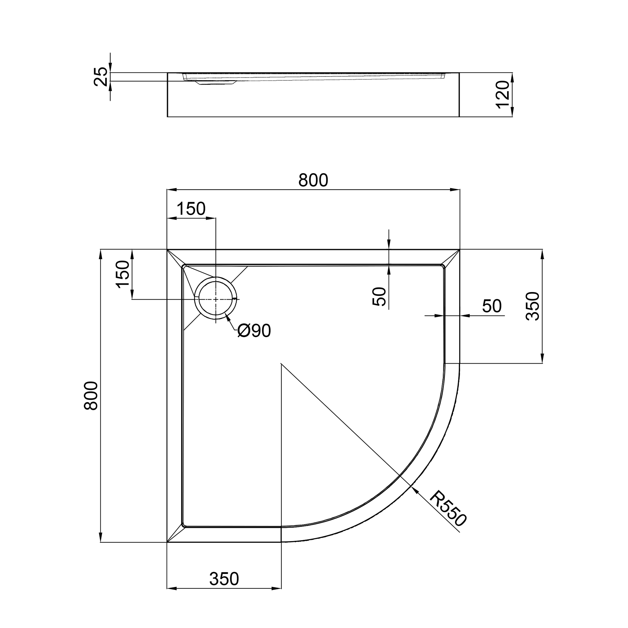 Душовий піддон Qtap Robin 308812C 80x80x12 см + сифон 1