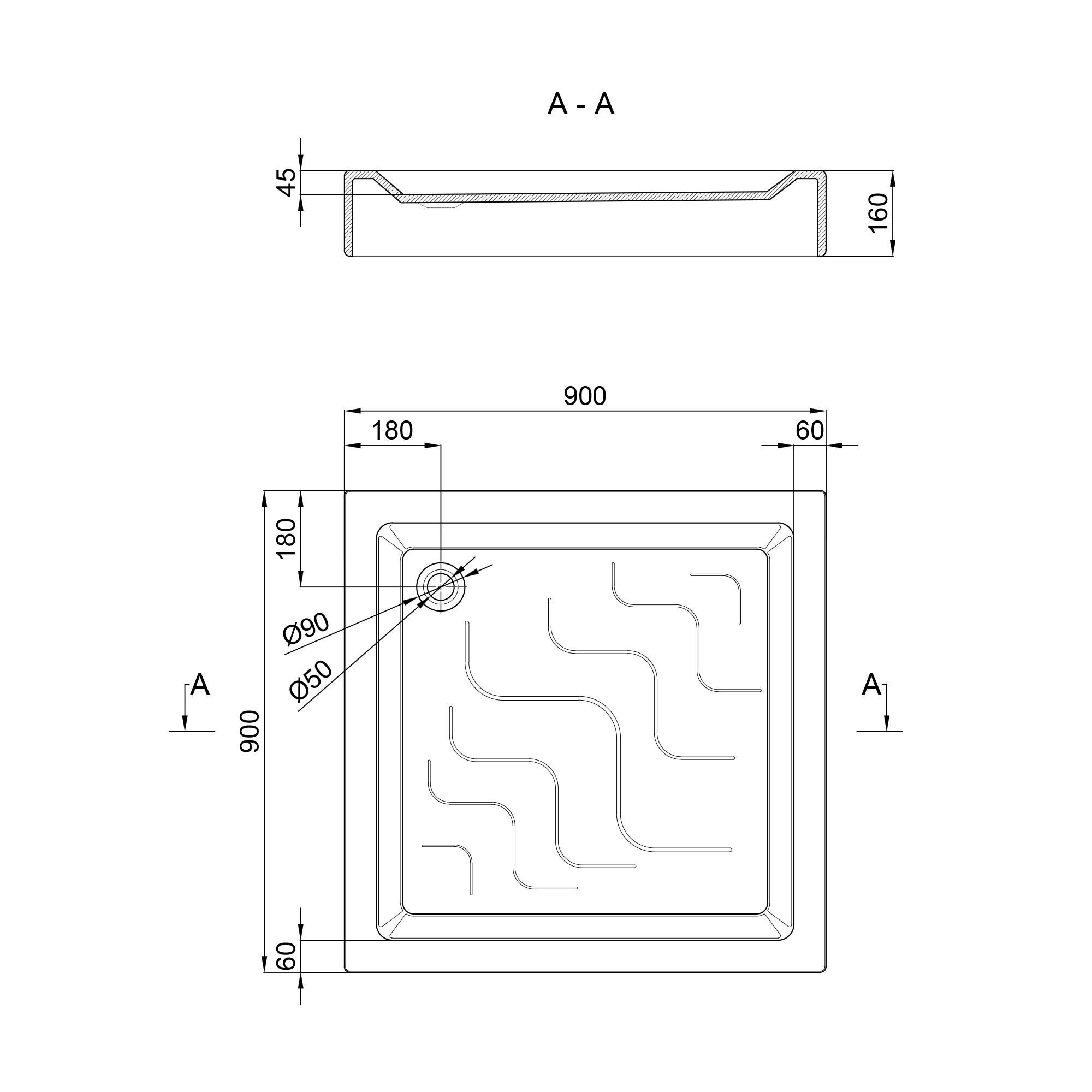 Душовий піддон Lidz Mazur ST90x90x16 1