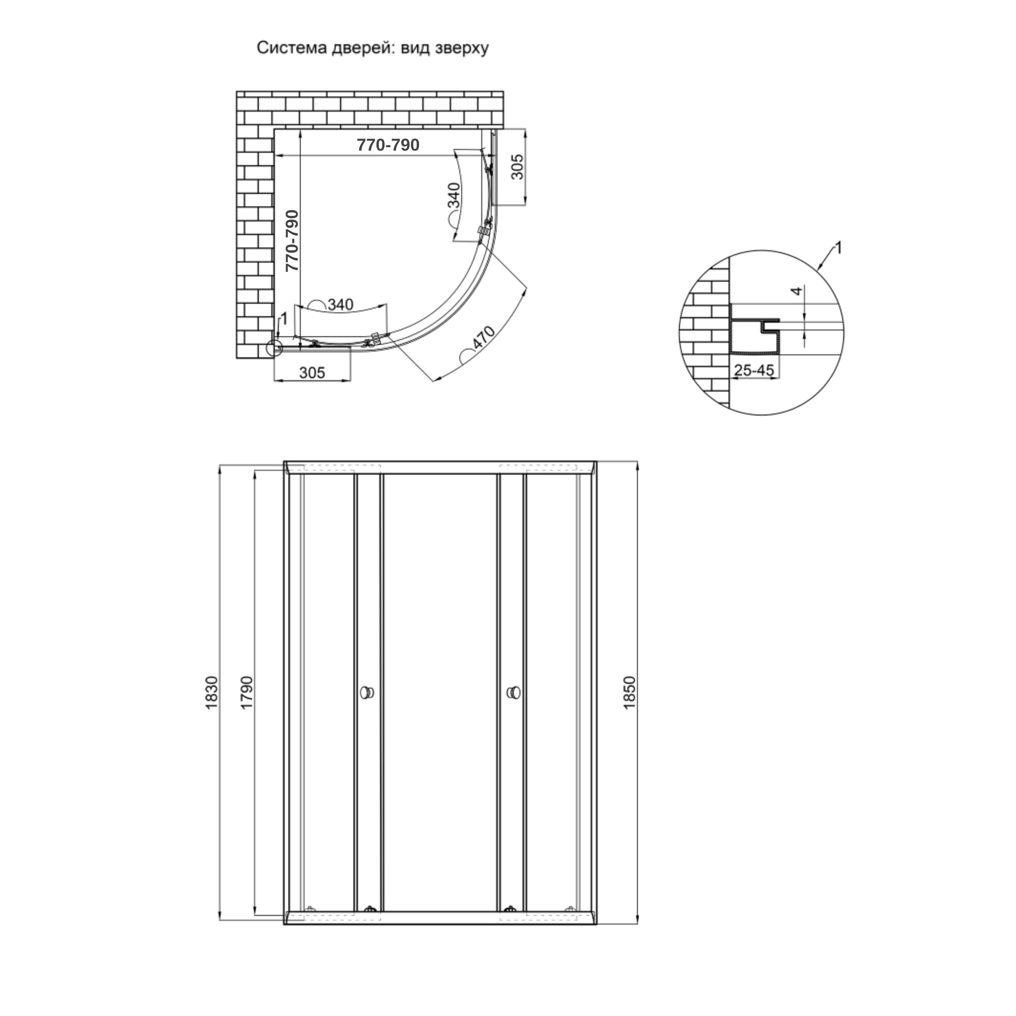 Душова кабіна Lidz Latwa SC80x80.SAT.LOW.FR, скло Frost 4 мм без піддона 1