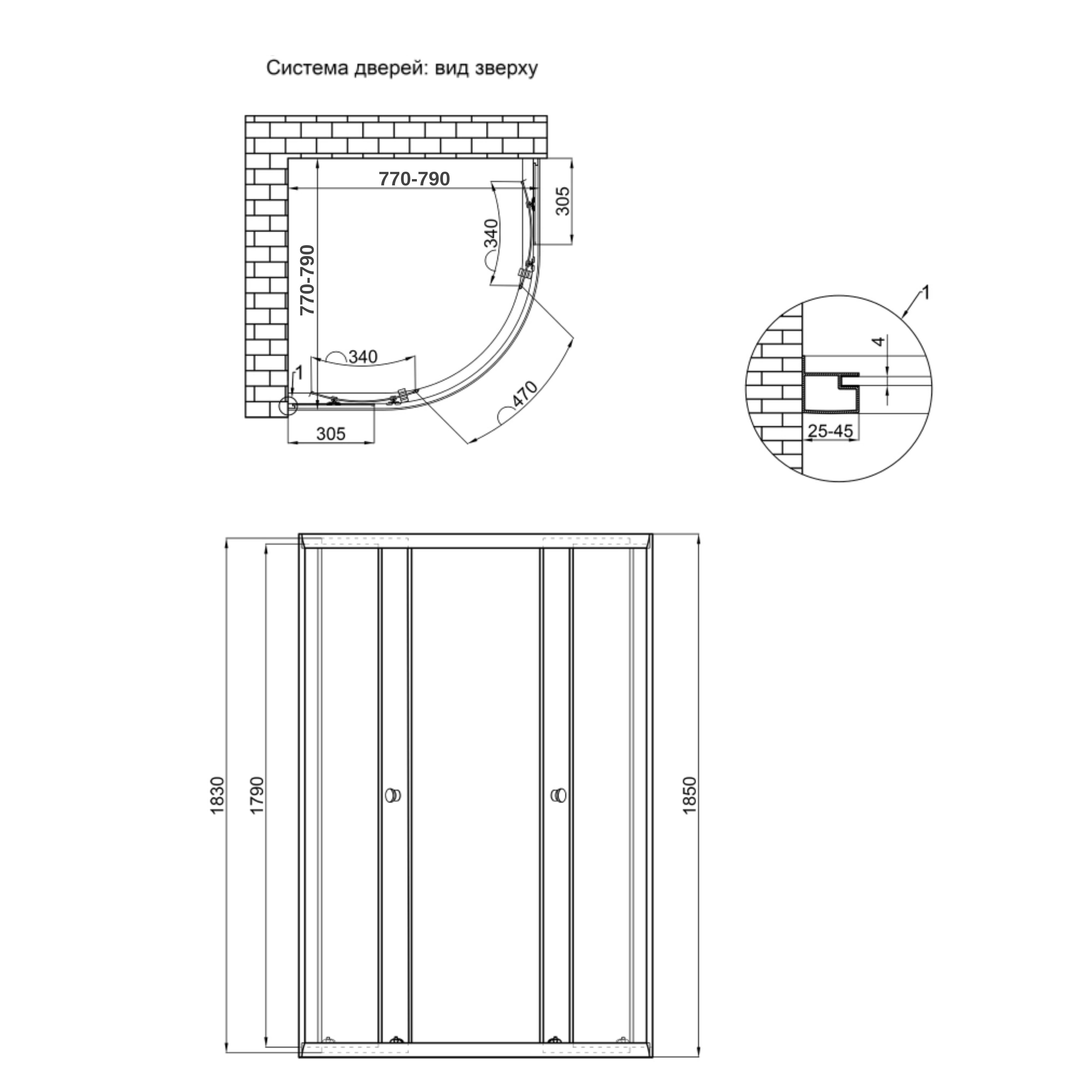 Душова кабіна Lidz Latwa SC80x80.SAT.LOW.GR, скло тоноване 4 мм без піддона 1