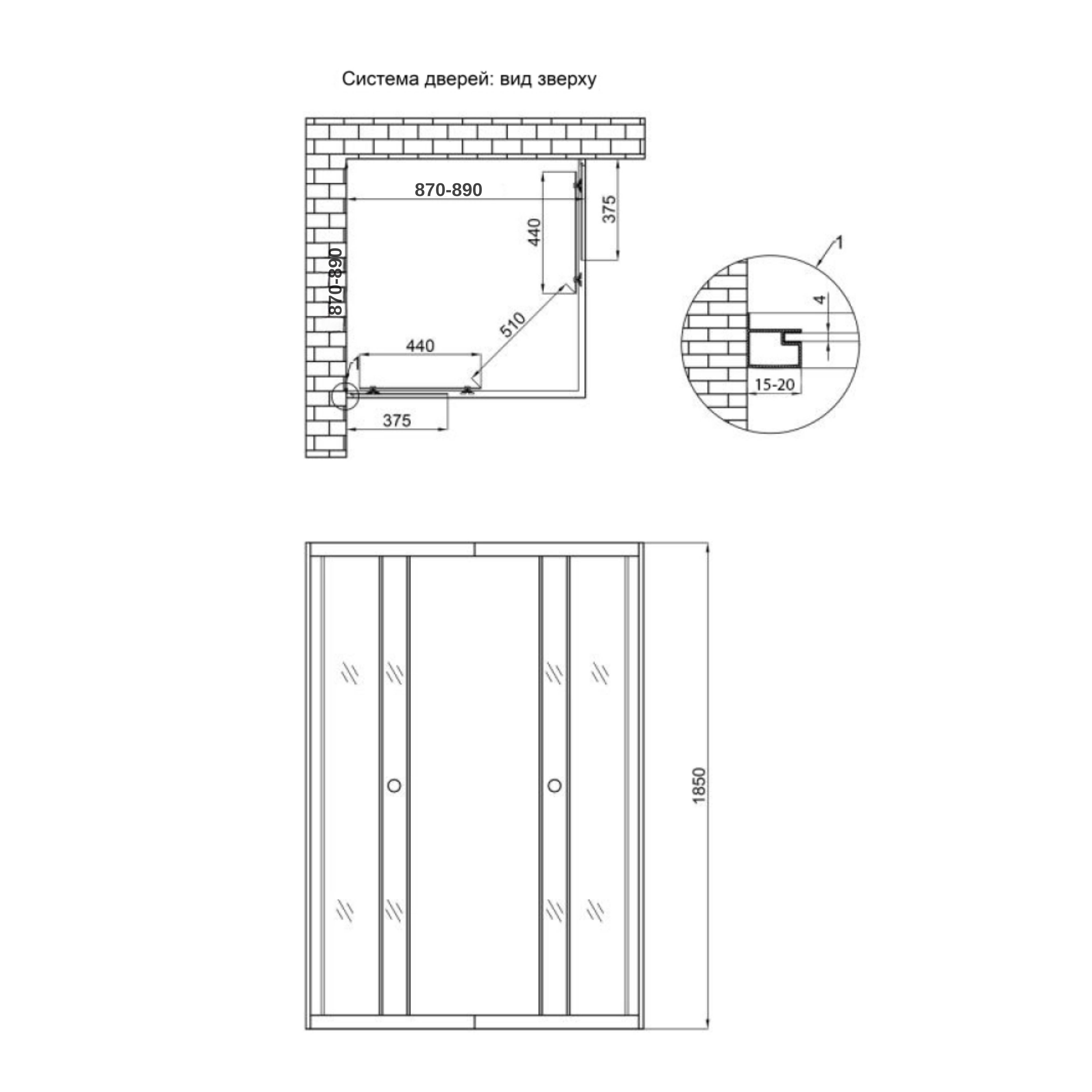 Душова кабіна Lidz Wawel SC90x90.SAT.LOW.GR, скло тоноване 4 мм без піддона 1