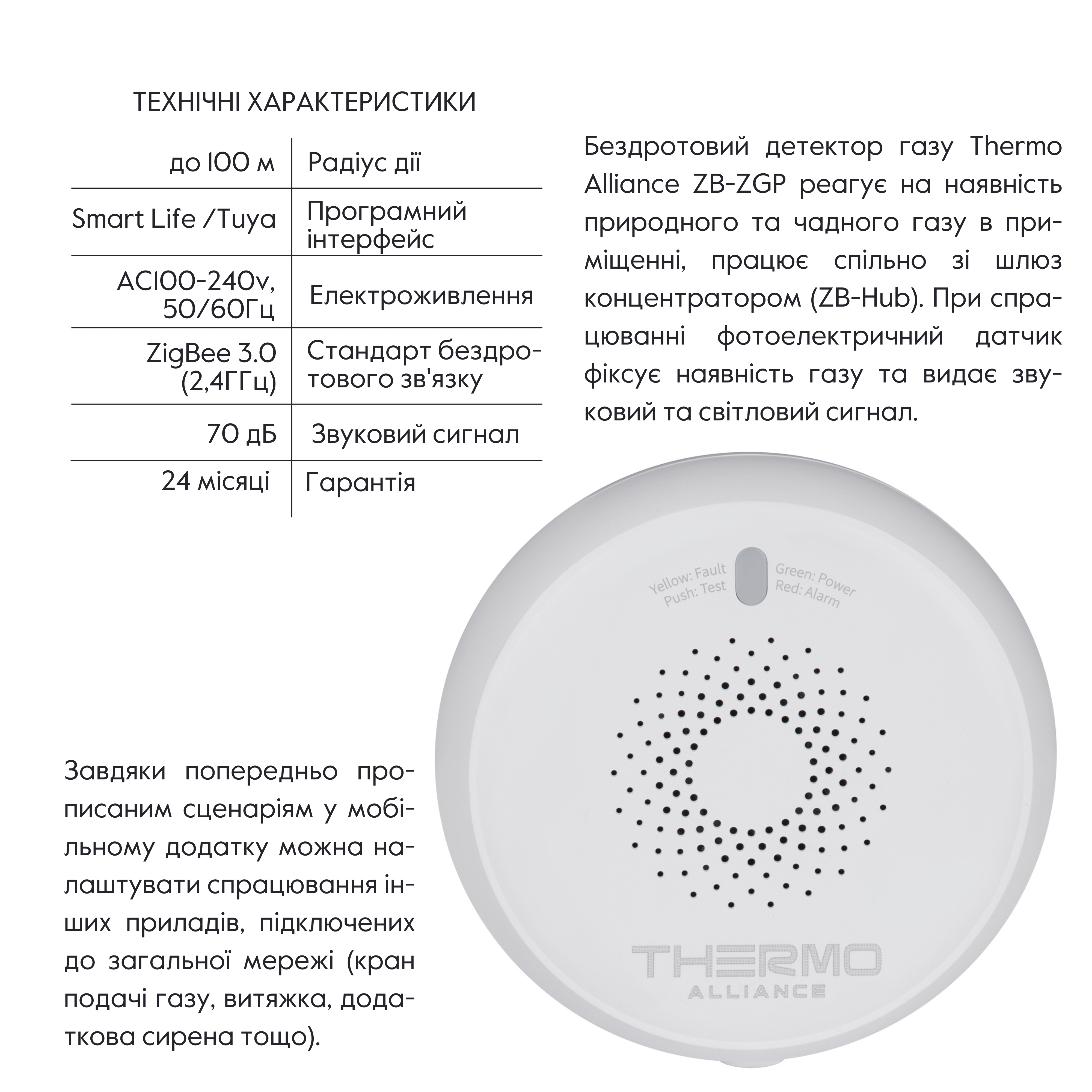 ZigBee Бездротовий датчик Газу ZB-ZGP 1