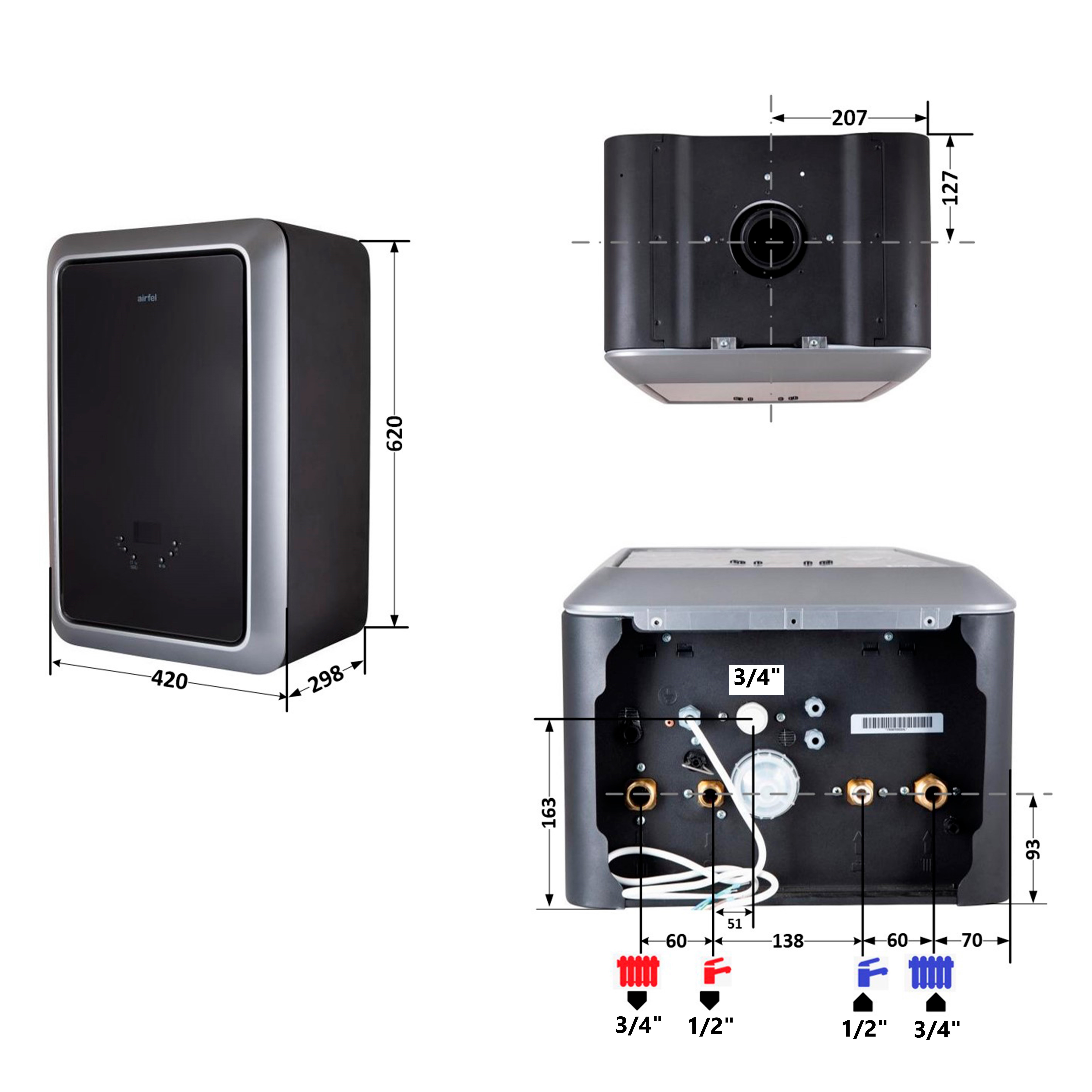 Котел газовий Airfel MAESTRO 24 кВт двоконтурний конденсаційний 1