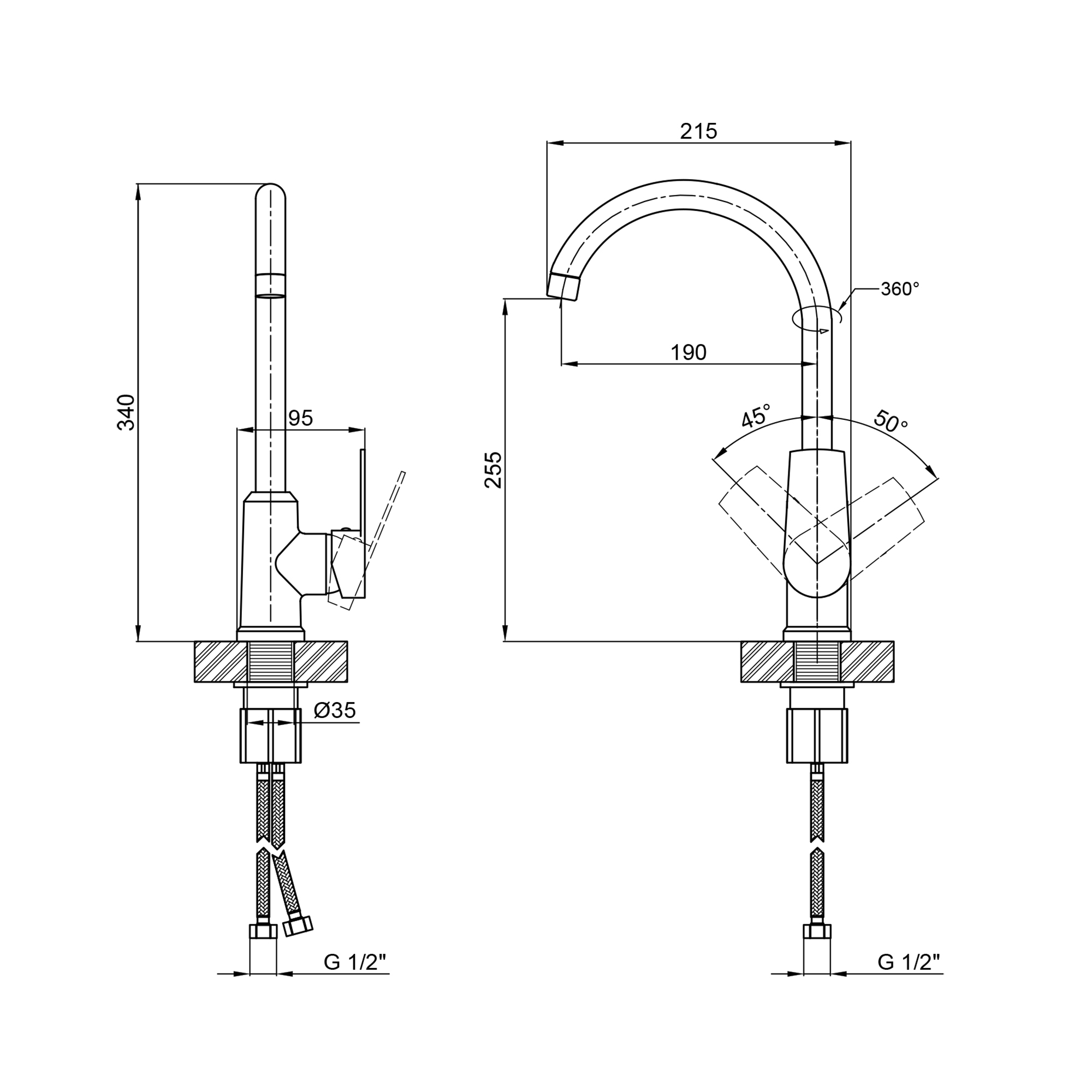 Змішувач для кухні Brinex 35C 20N 1