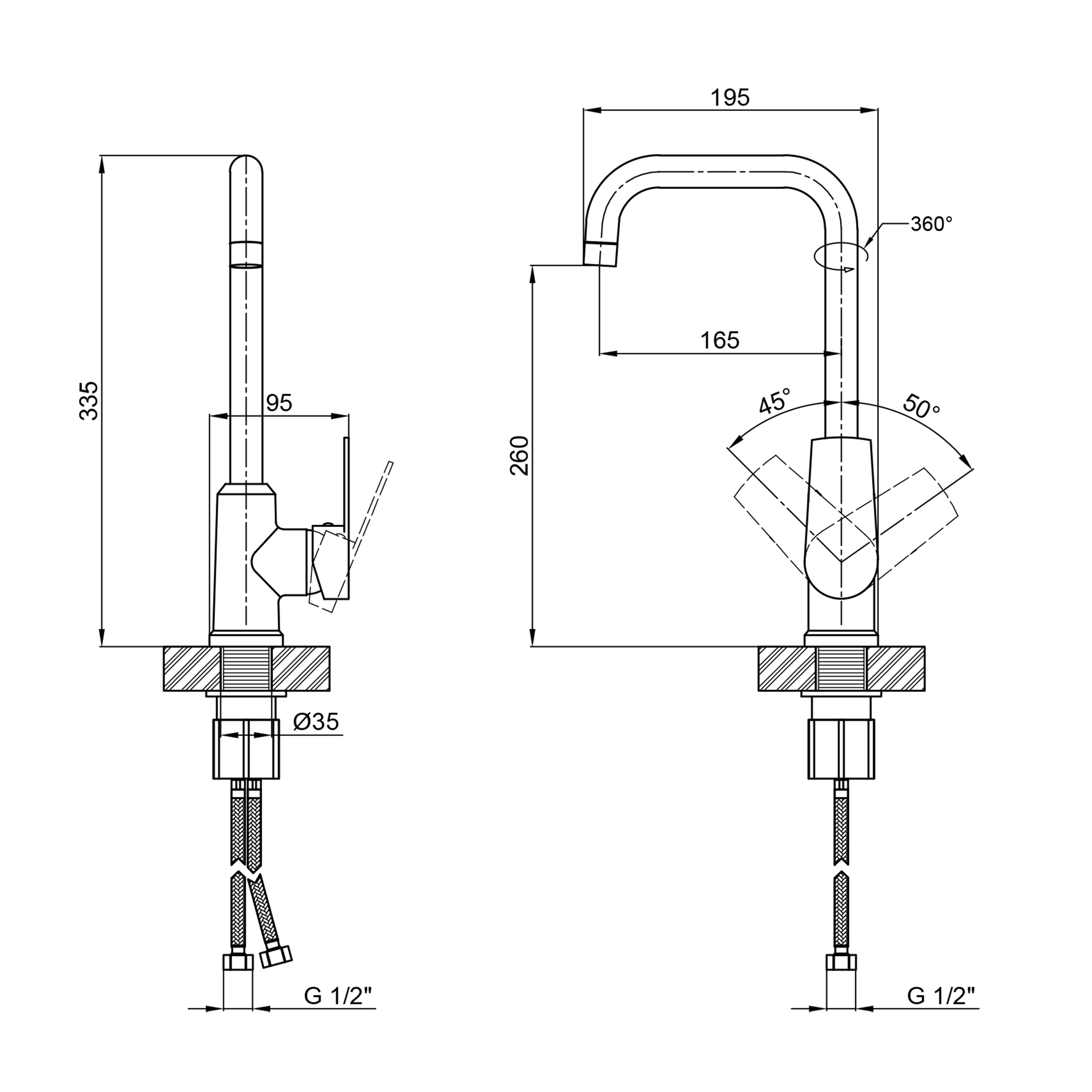 Змішувач для кухні Brinex 35C 20F 1