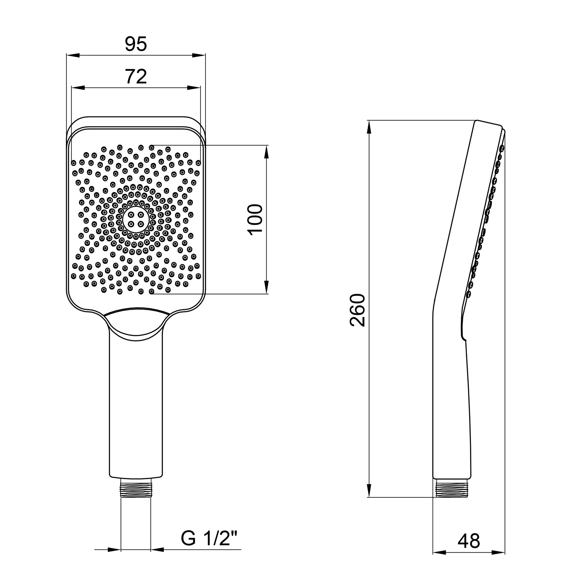 Qtap Rucni Лійка для ручного душу 145x90 мм прямокутна QTRUCA145S1GRP Graphite 1