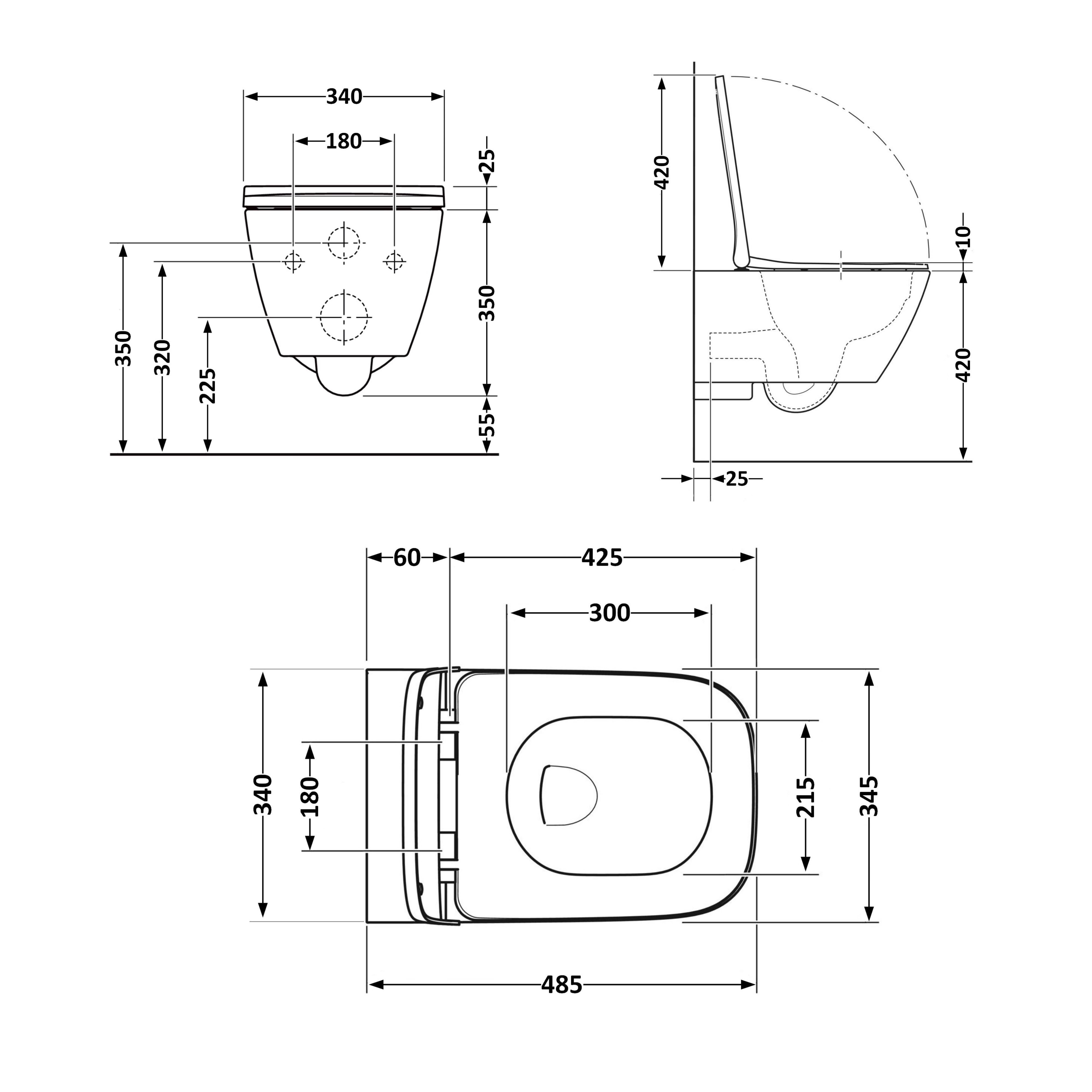 Унітаз підвісний Qtap Crow безобідковий з сідінням Soft-close QT05335171W 1