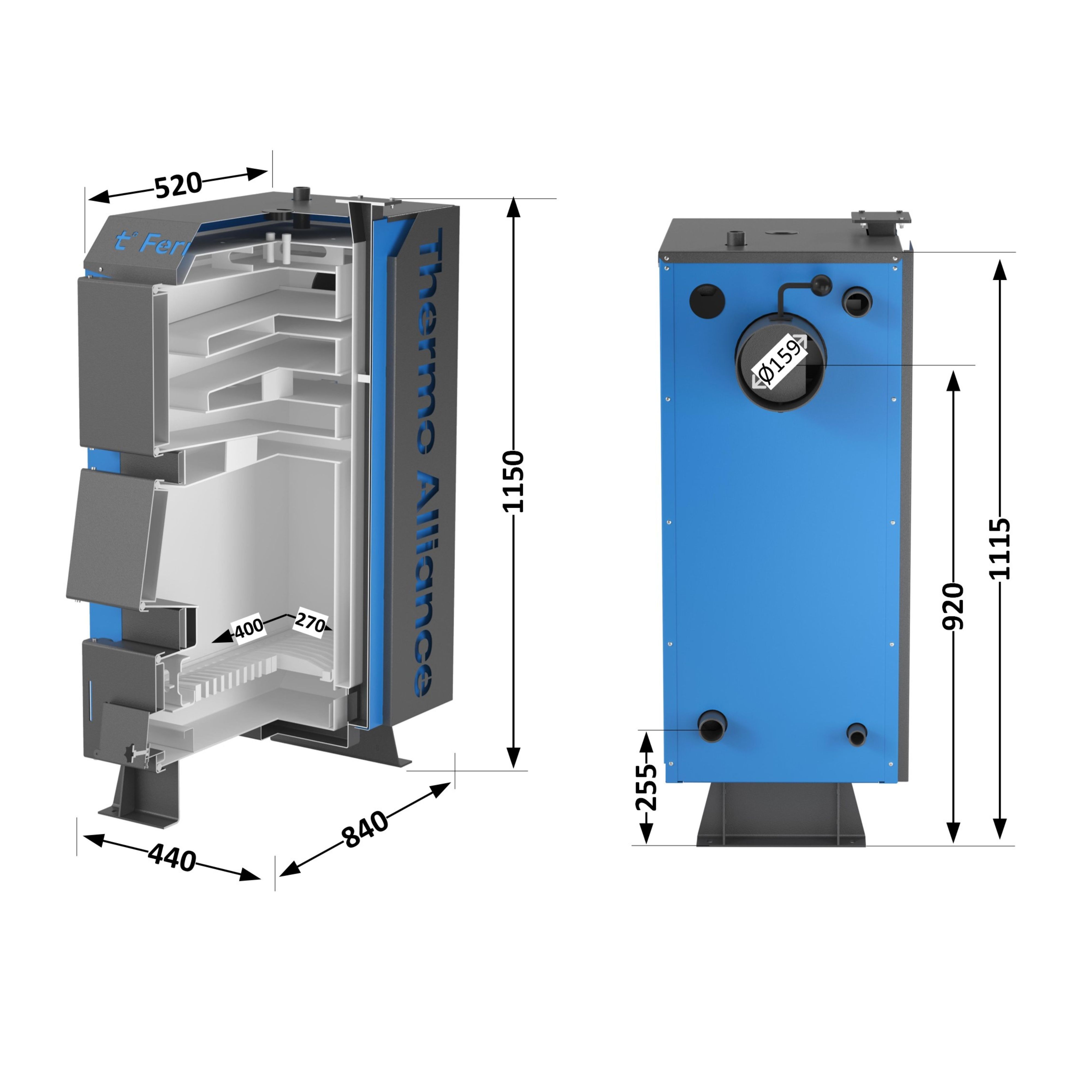 Котел твердопаливний сталевий Thermo Alliance Ferrum V 4.0 FSF 12 1