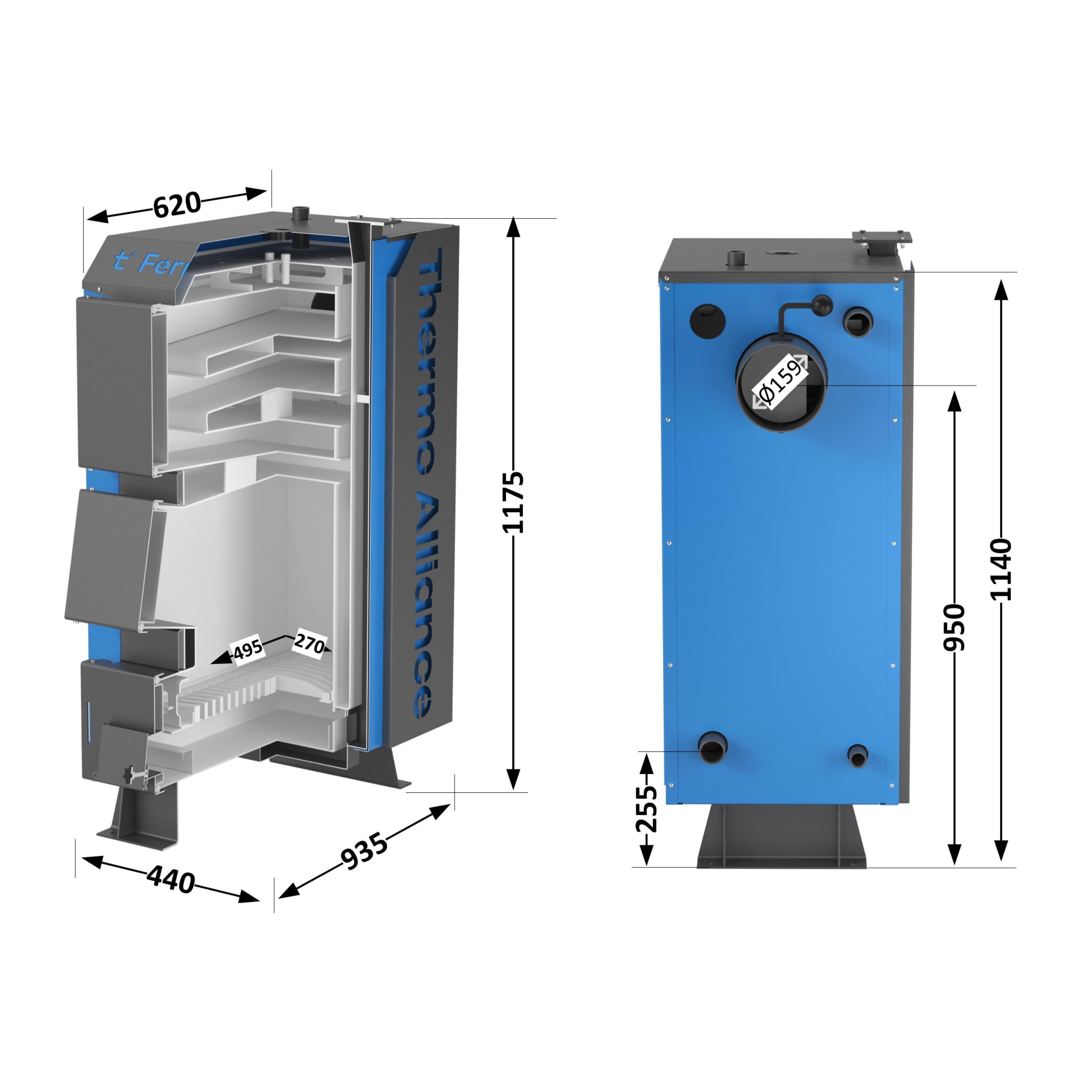 Котел твердопаливний сталевий Thermo Alliance Ferrum V 4.0 FSF 16 1