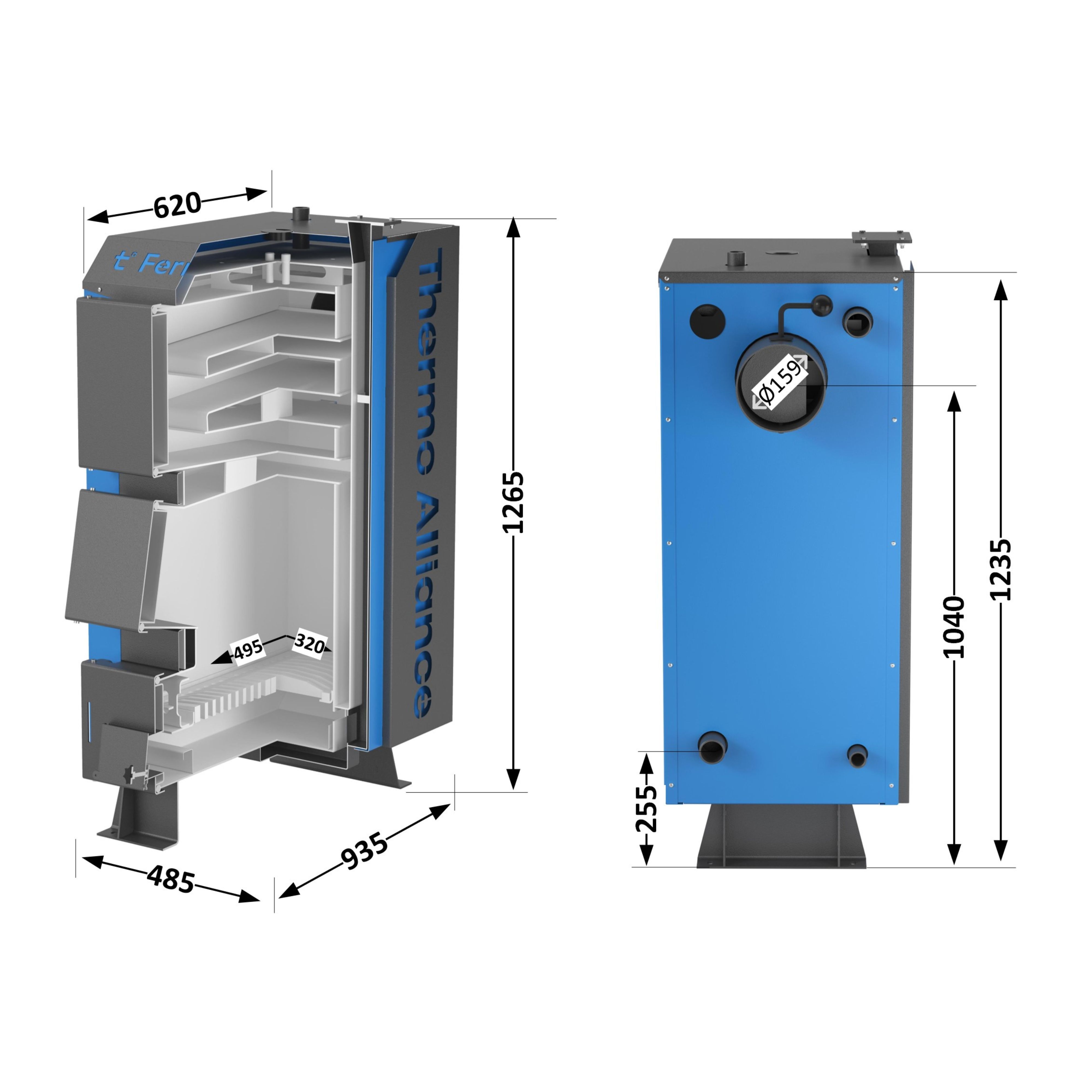 Котел твердопаливний сталевий Thermo Alliance Ferrum V 4.0 FSF 20 1