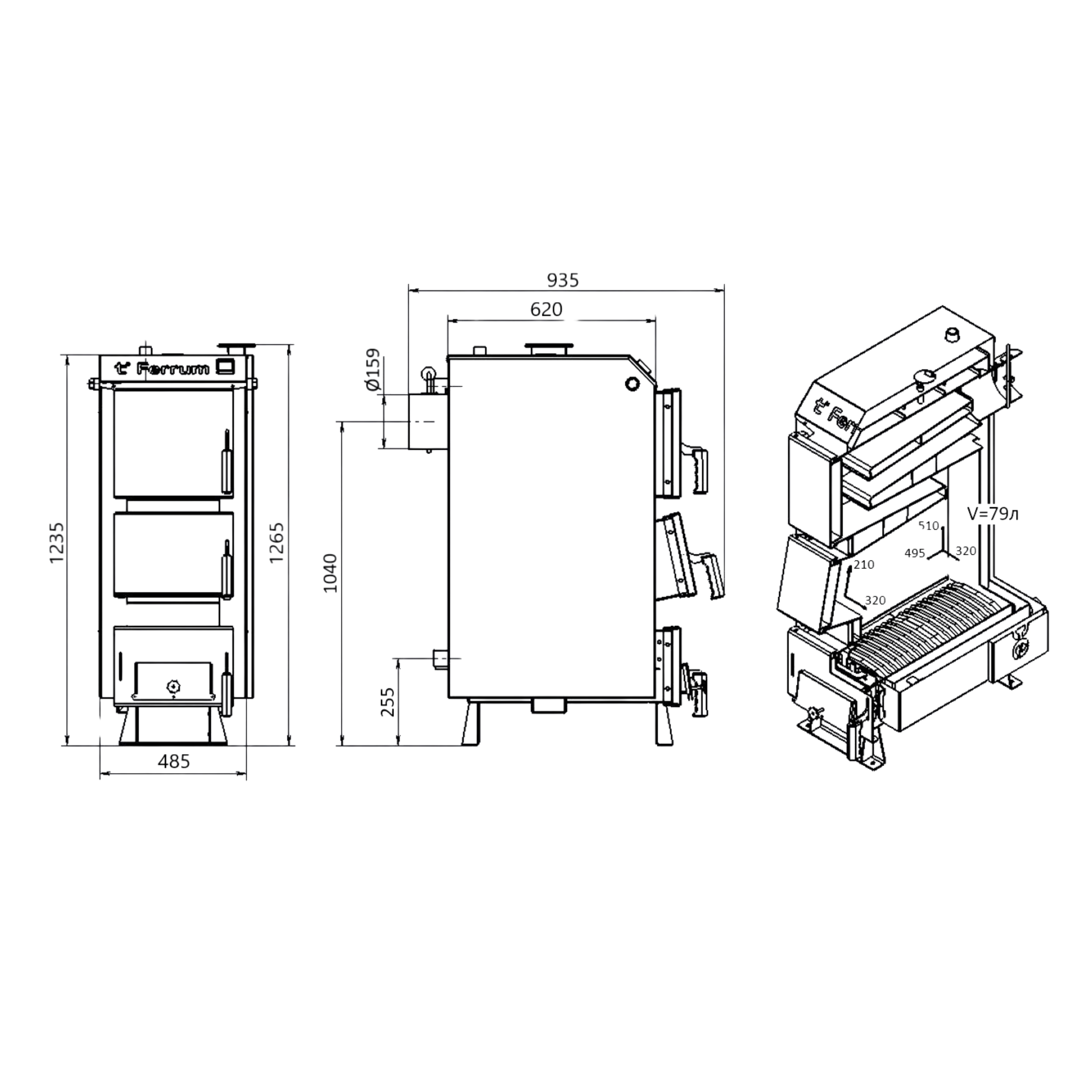 Котел твердопаливний сталевий Thermo Alliance Ferrum V 4.0 FSF 20 7