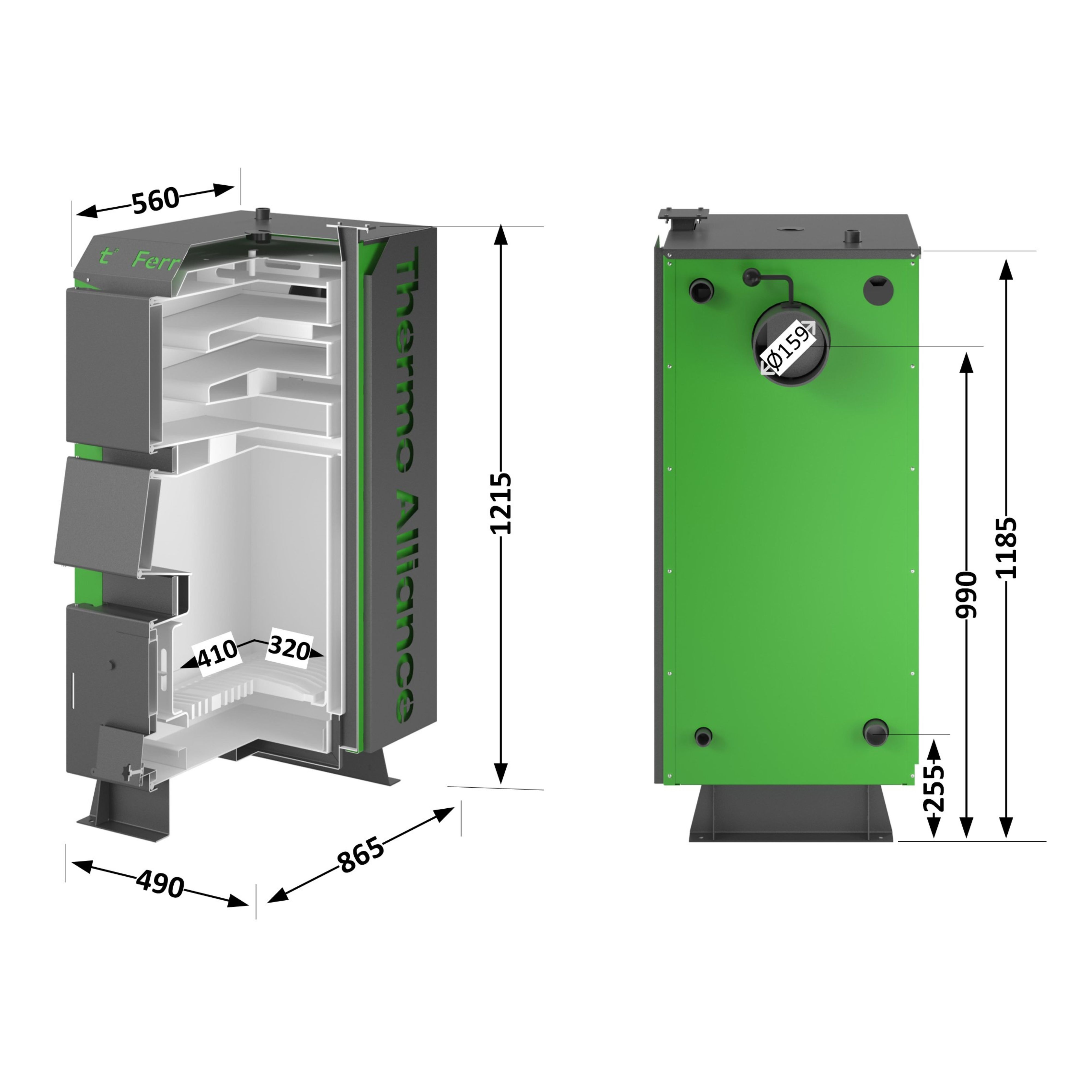 Котел твердопаливний сталевий Thermo Alliance Ferrum Plus V 4.0 FSF+ 14 1