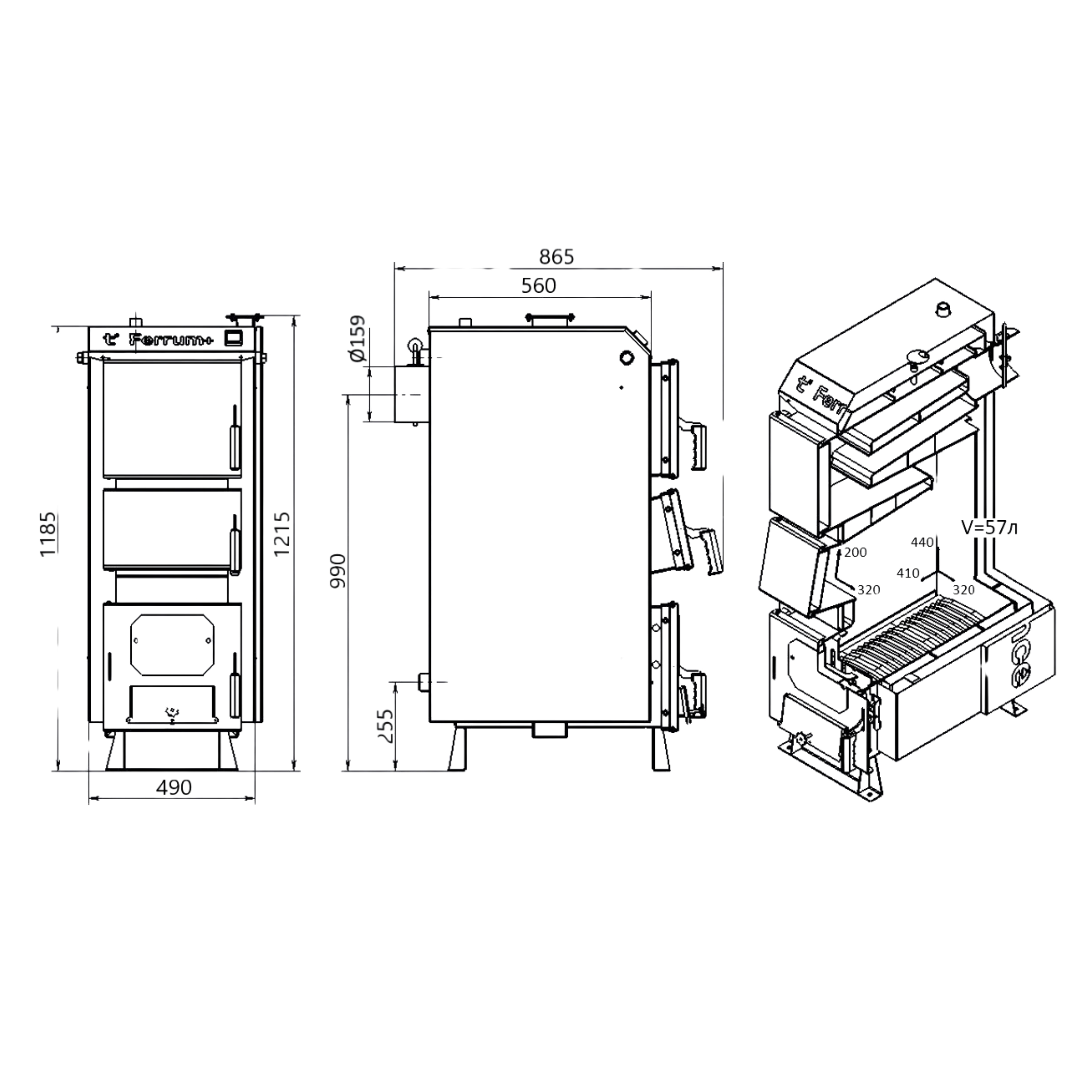 Котел твердопаливний сталевий Thermo Alliance Ferrum Plus V 4.0 FSF+ 14 7