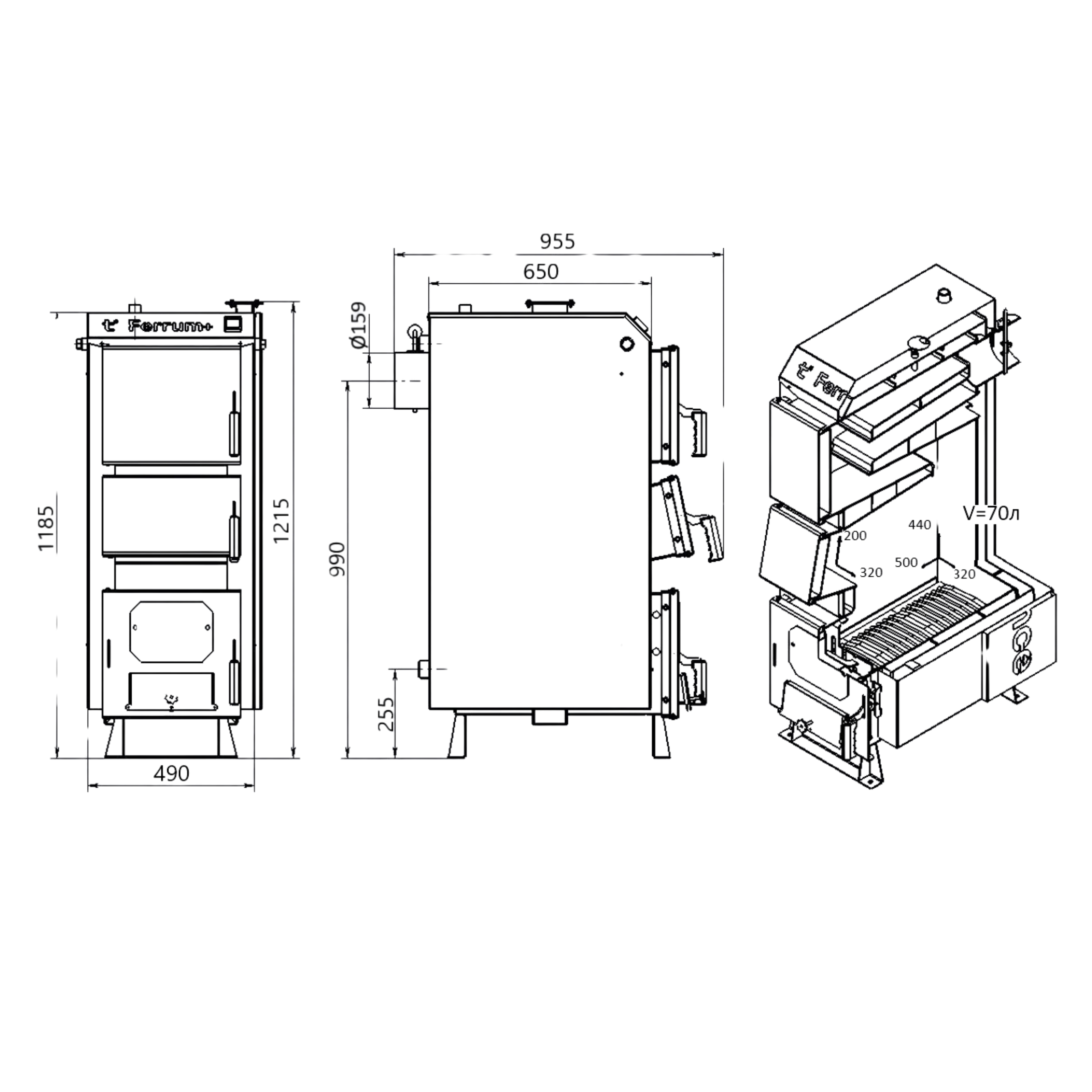 Котел твердопаливний сталевий Thermo Alliance Ferrum Plus V 4.0 FSF+ 16 7