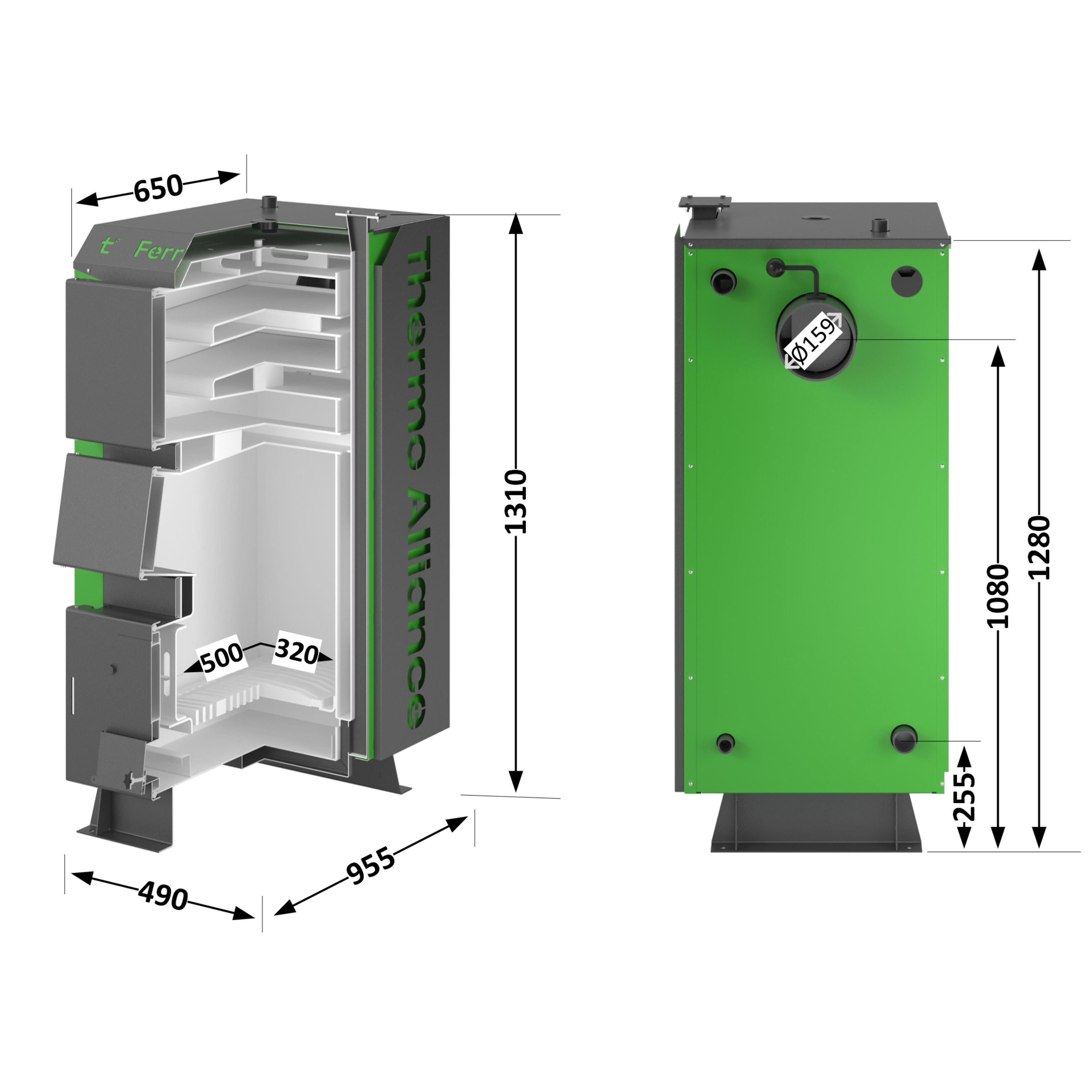 Котел твердопаливний сталевий Thermo Alliance Ferrum Plus V 4.0 FSF+ 20 1