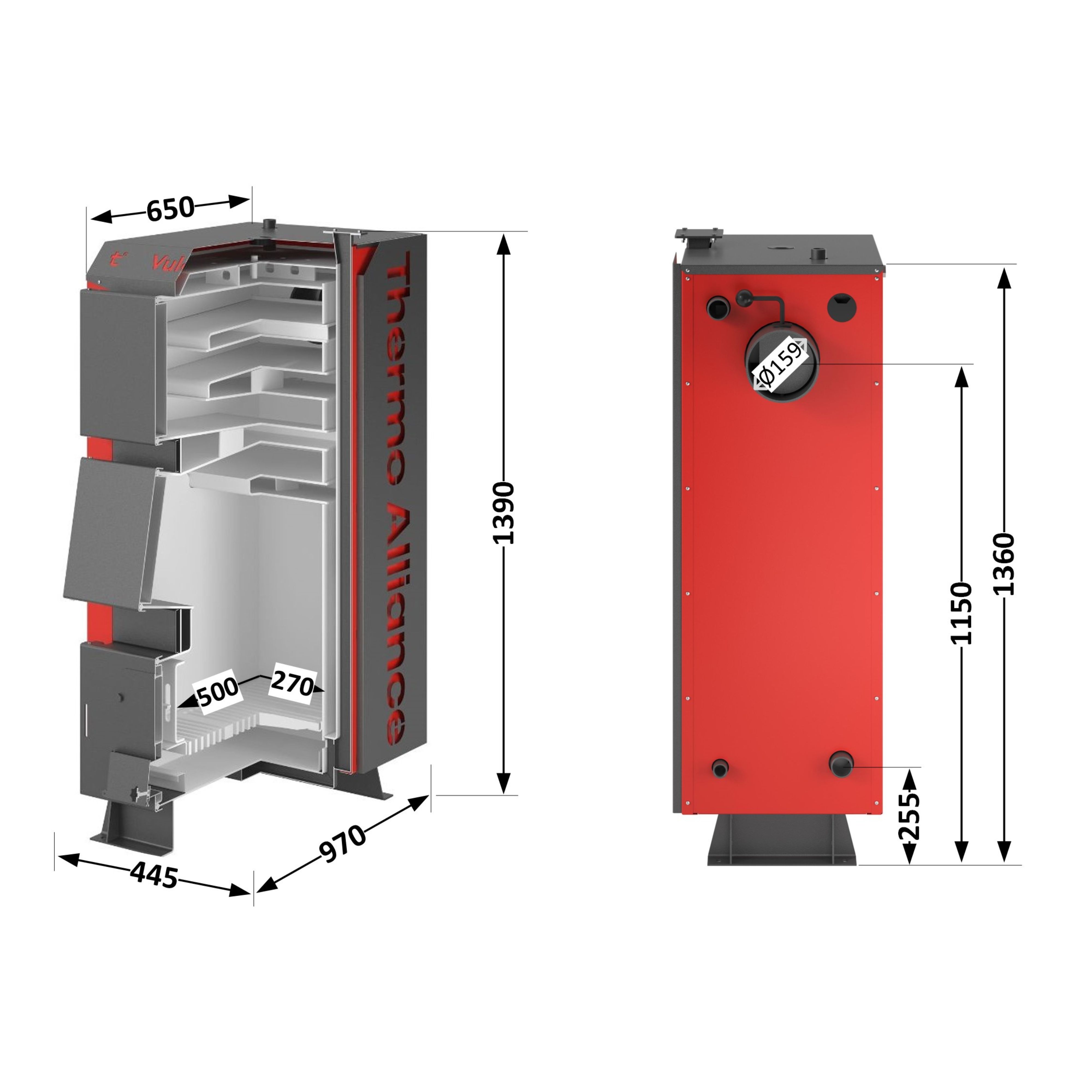 Котел твердопаливний сталевий Thermo Alliance Vulcan V 4.0 SF 15 1