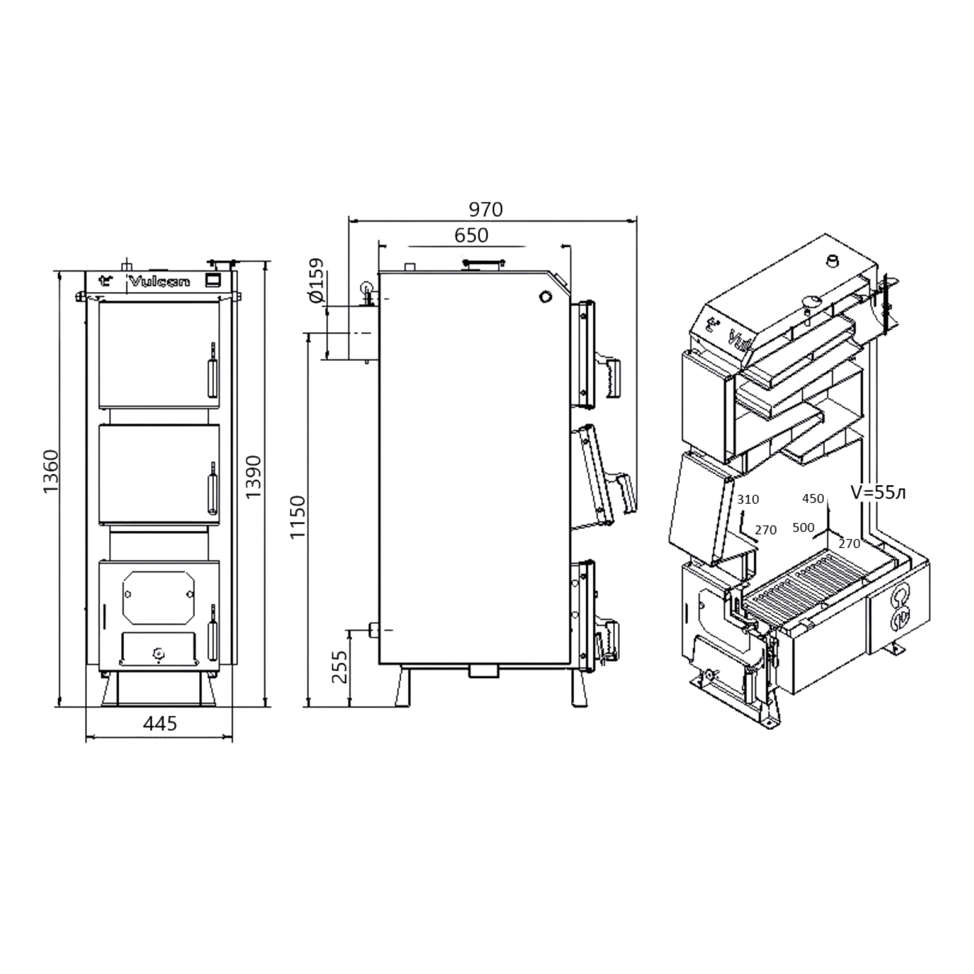 Котел твердопаливний сталевий Thermo Alliance Vulcan V 4.0 SF 15 6