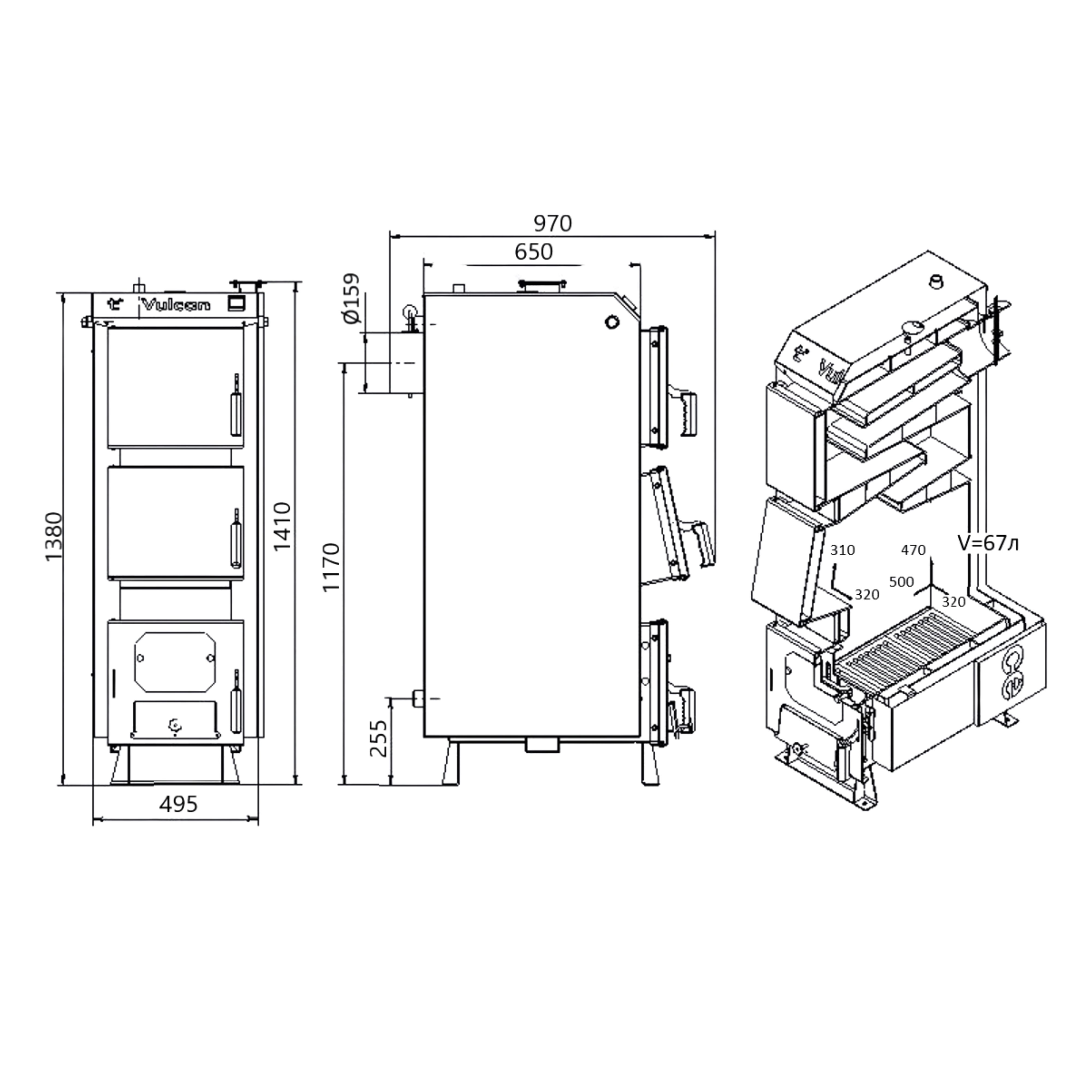 Котел твердопаливний сталевий Thermo Alliance Vulcan V 4.0 SF 18 7