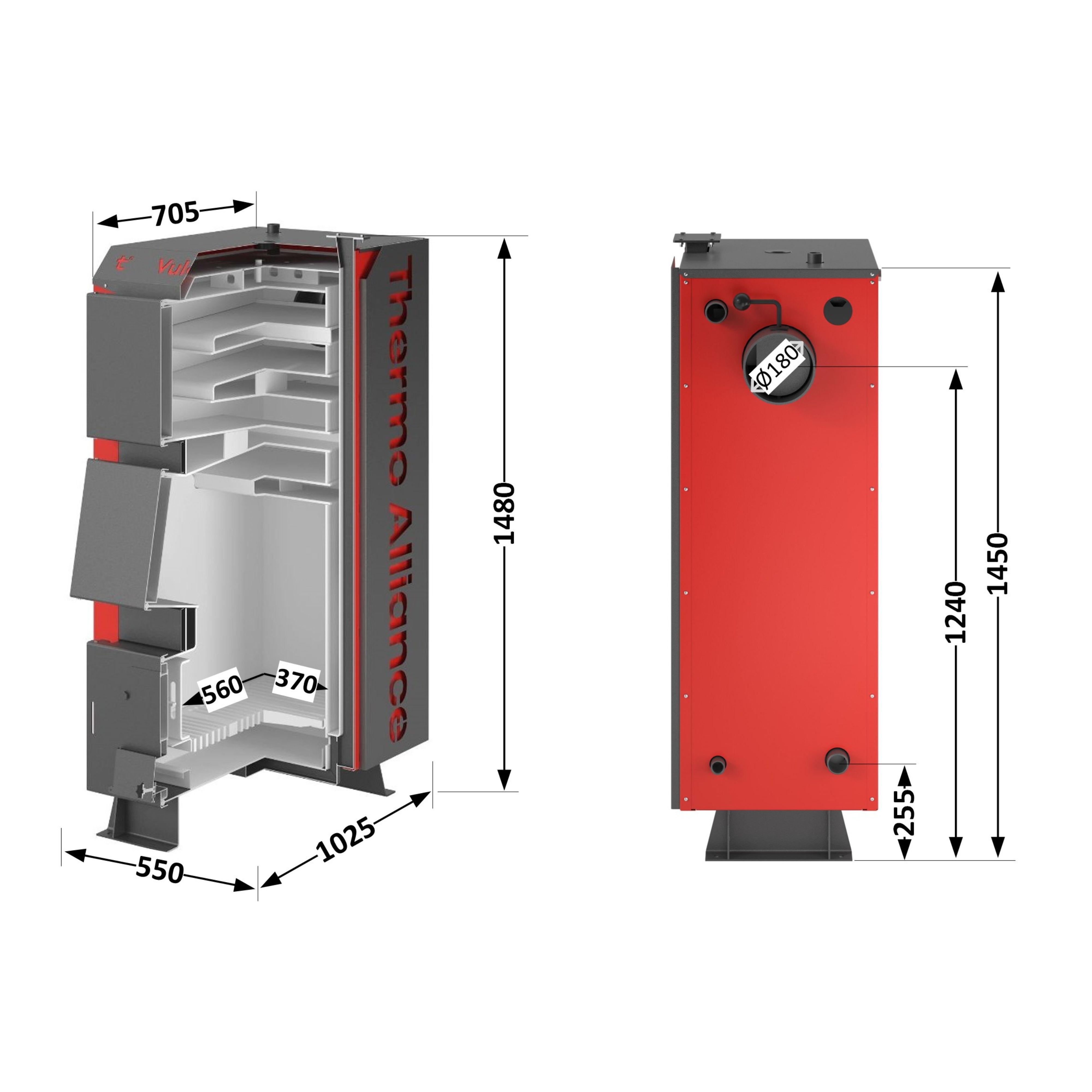 Котел твердопаливний сталевий Thermo Alliance Vulcan V 4.0 SF 27 1